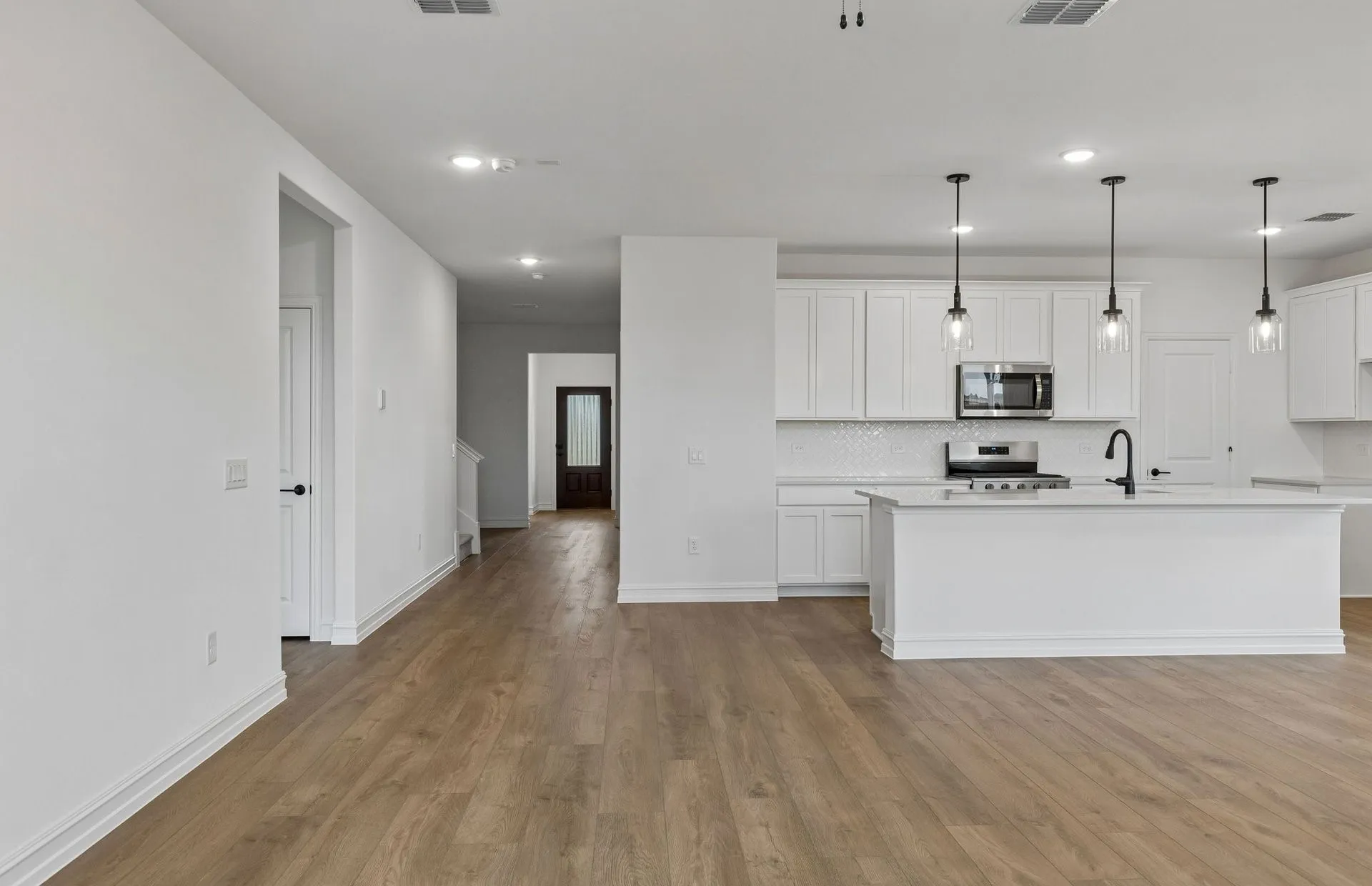 View of kitchen from living room