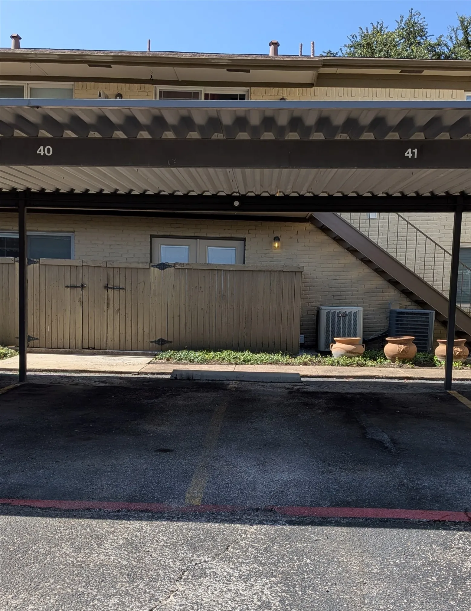 2 car covered carport assigned spaces