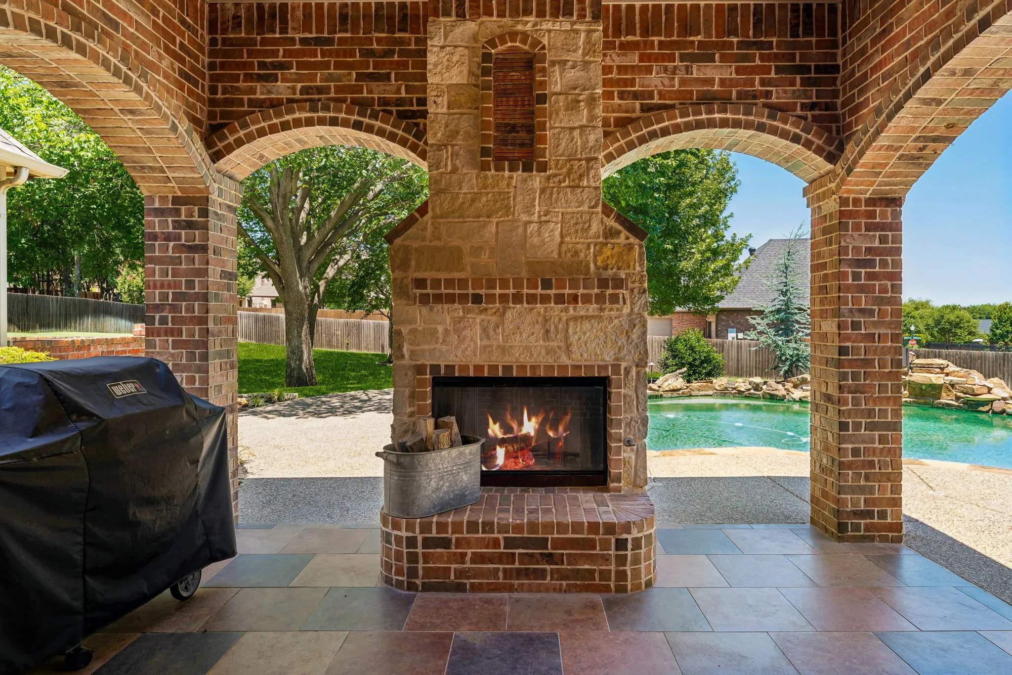 Outdoor fireplace and future outdoor kitchen