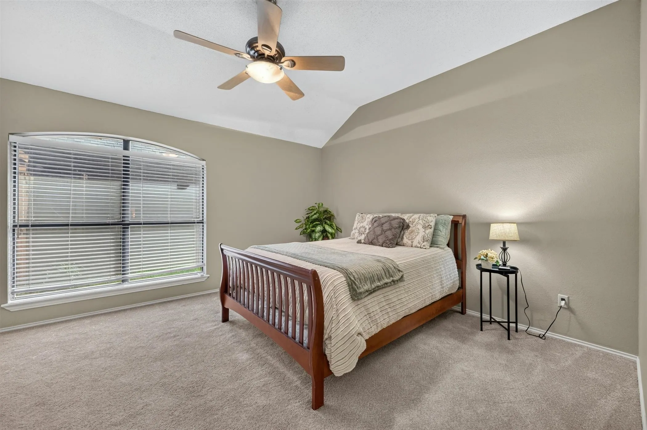 Plush carpeting throughout, complemented by neutral wall tones