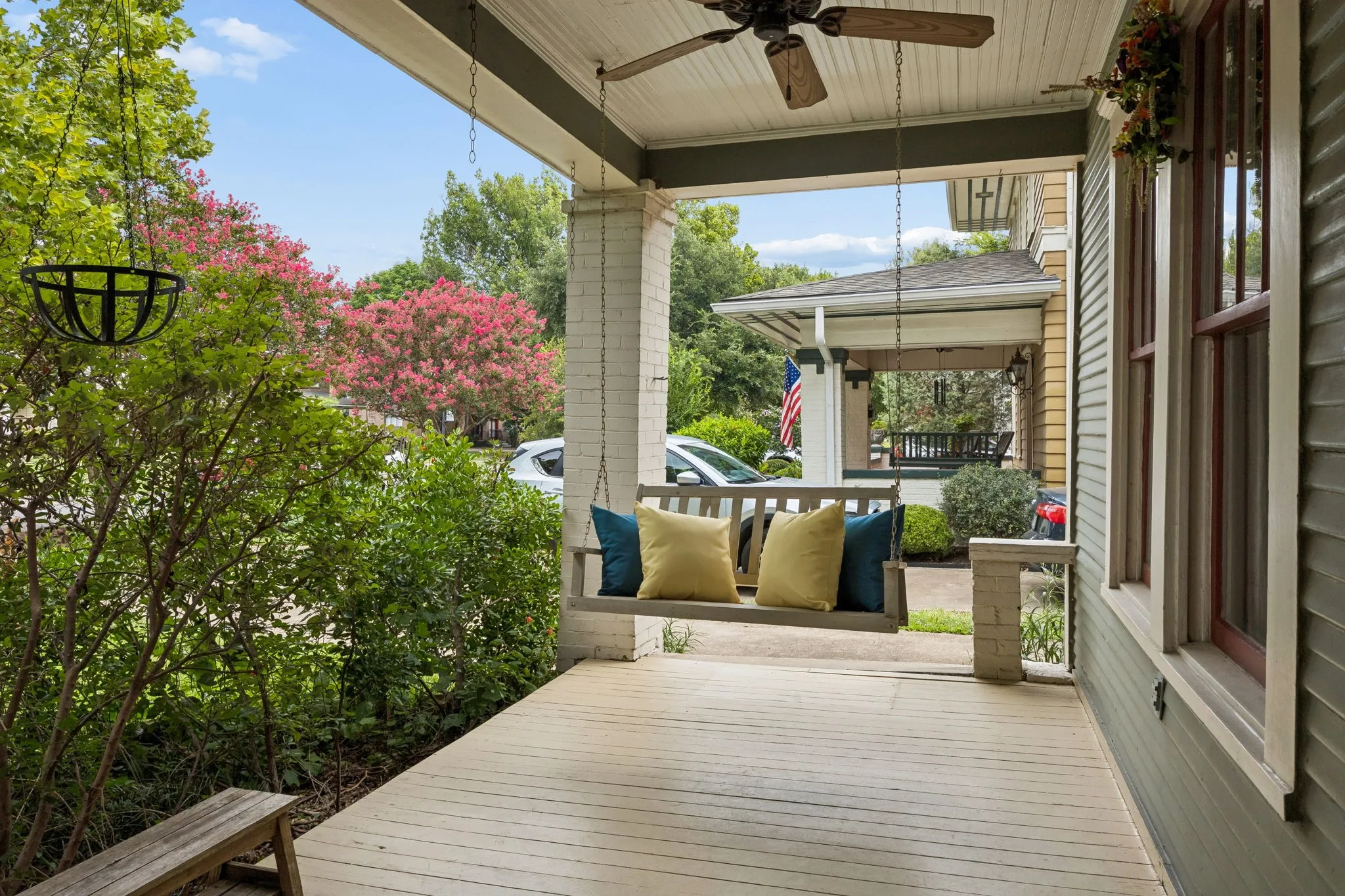 Front porch with cute swing