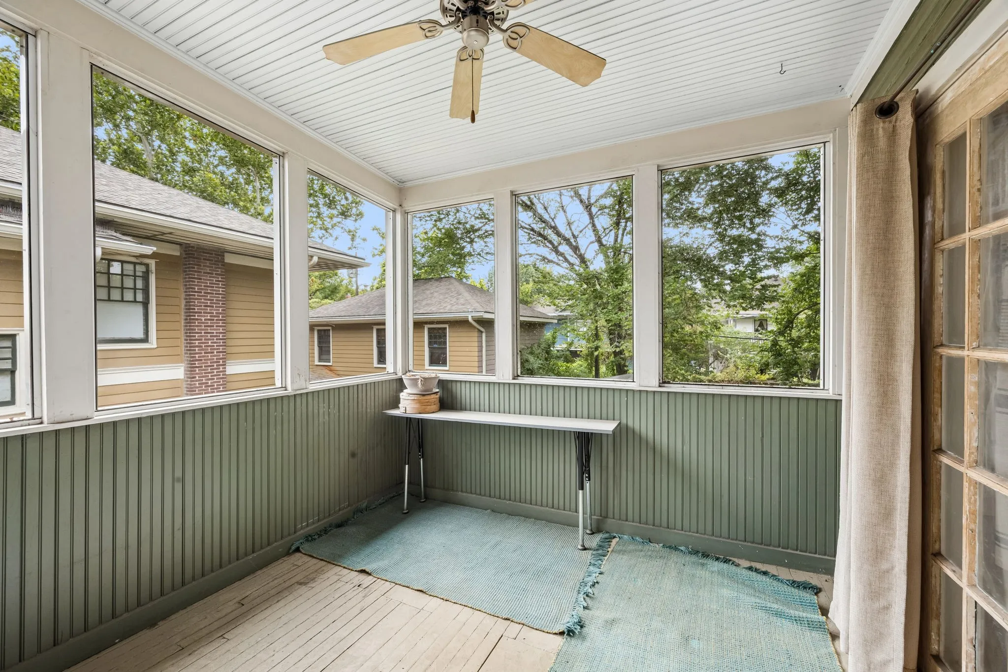 Balcony overlooking backyard