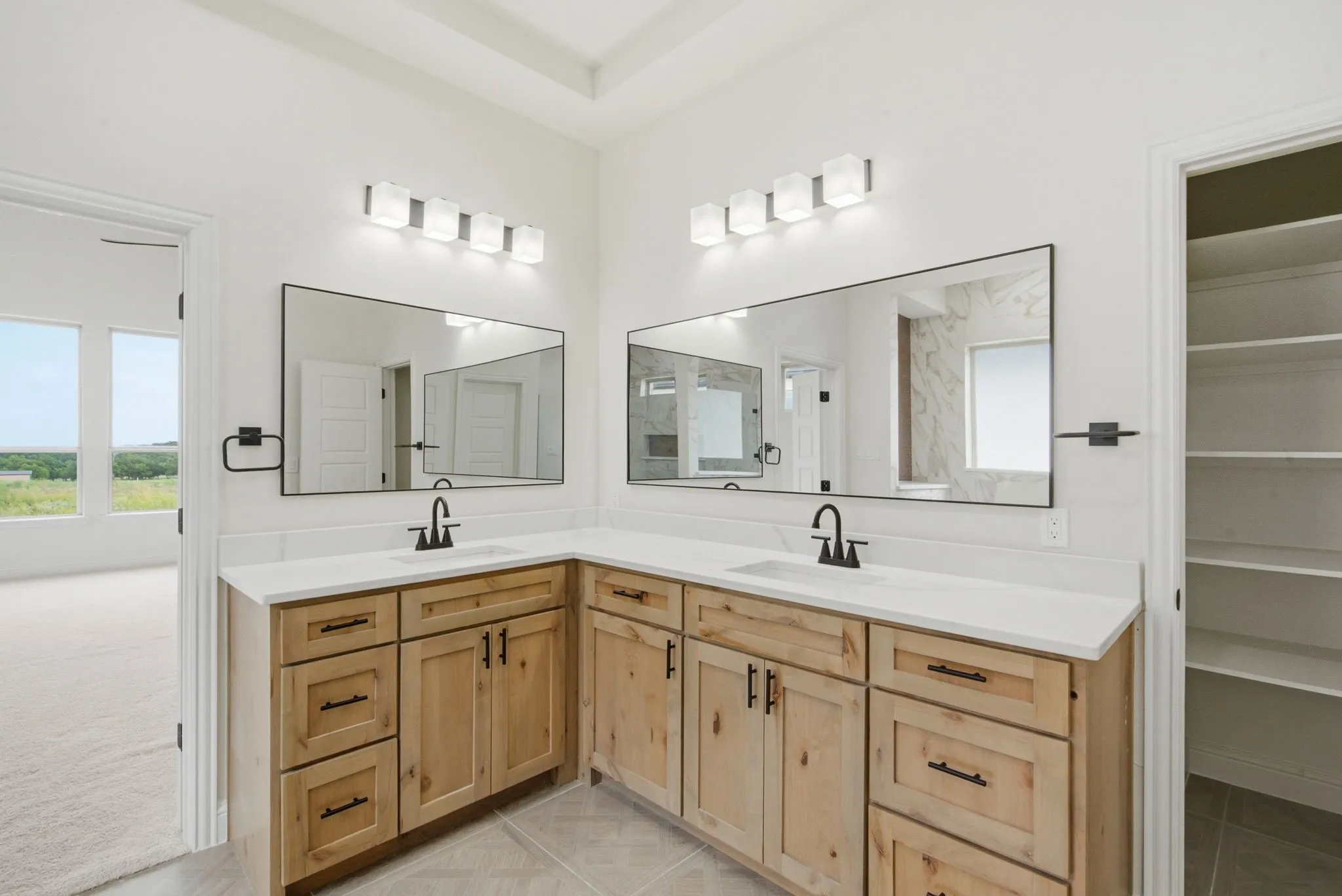 Primary bathroom complete with dual sinks!