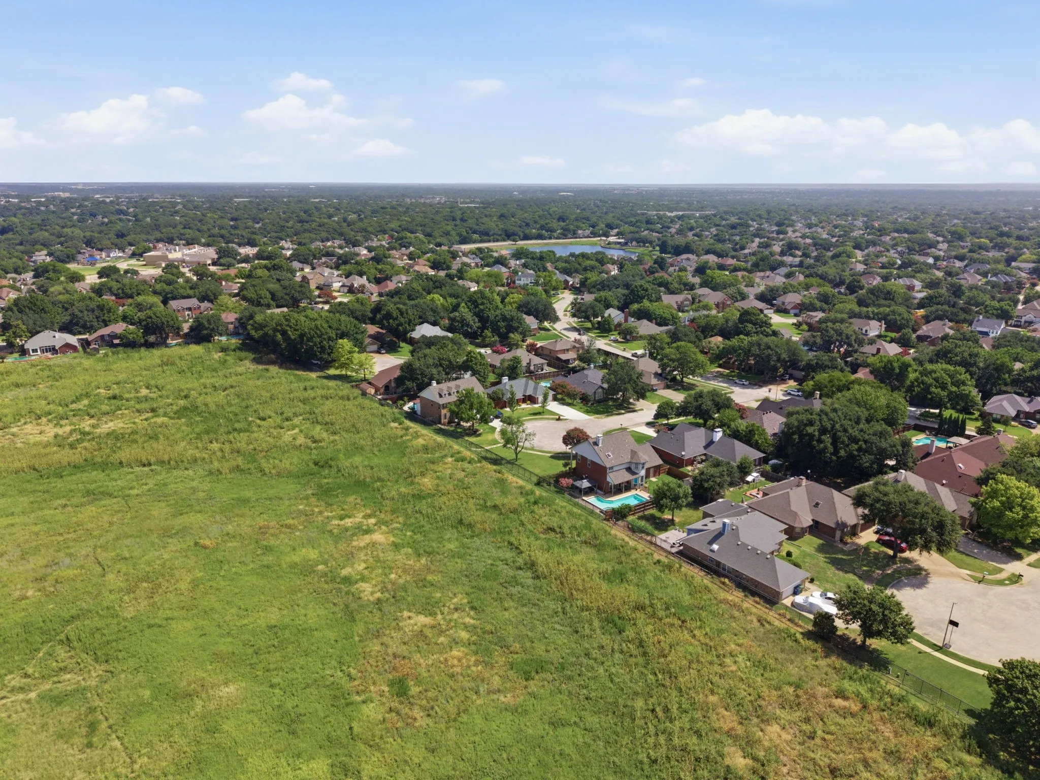 View of the Flower Mound and the cul-de-sac where the home is located.