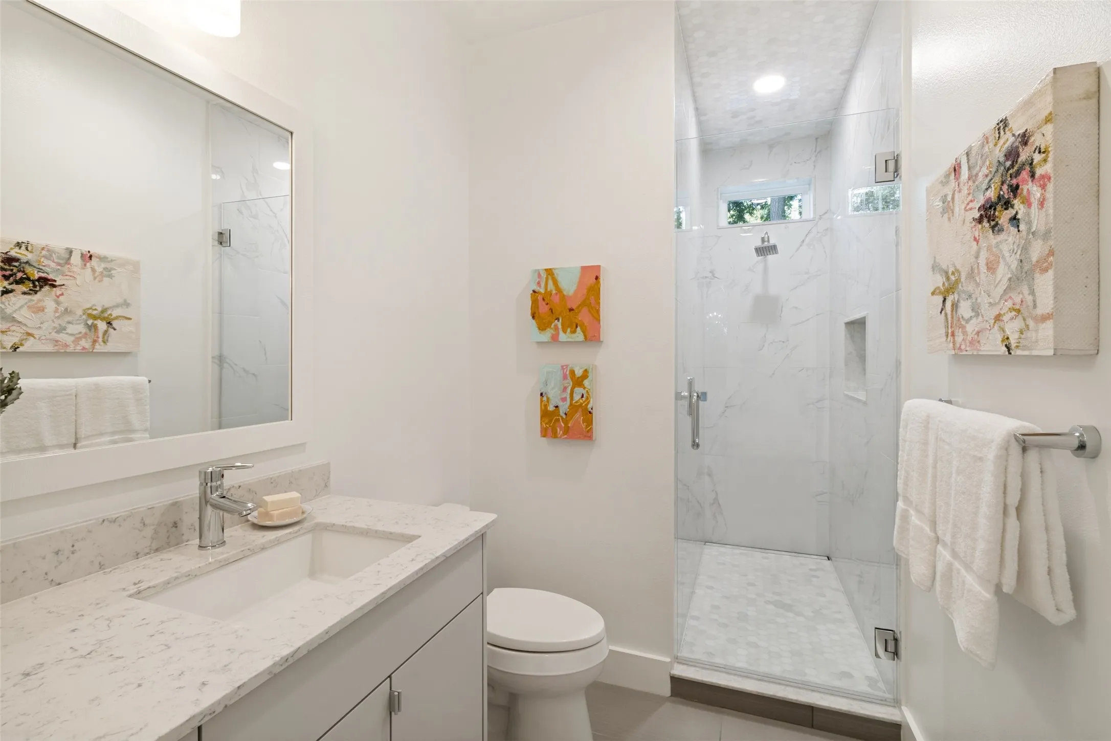 Bathroom with brand new shower