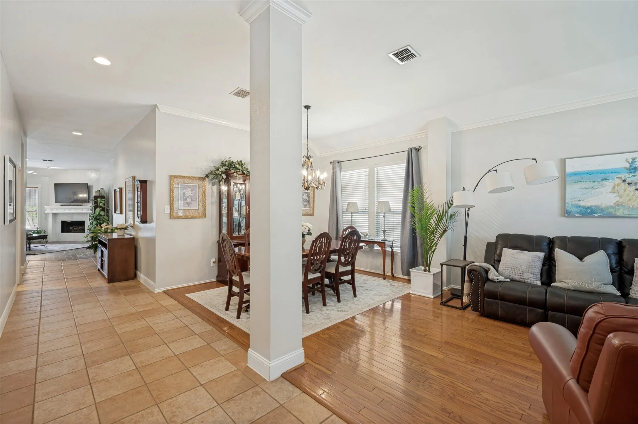 Open living and kitchen with view of pool