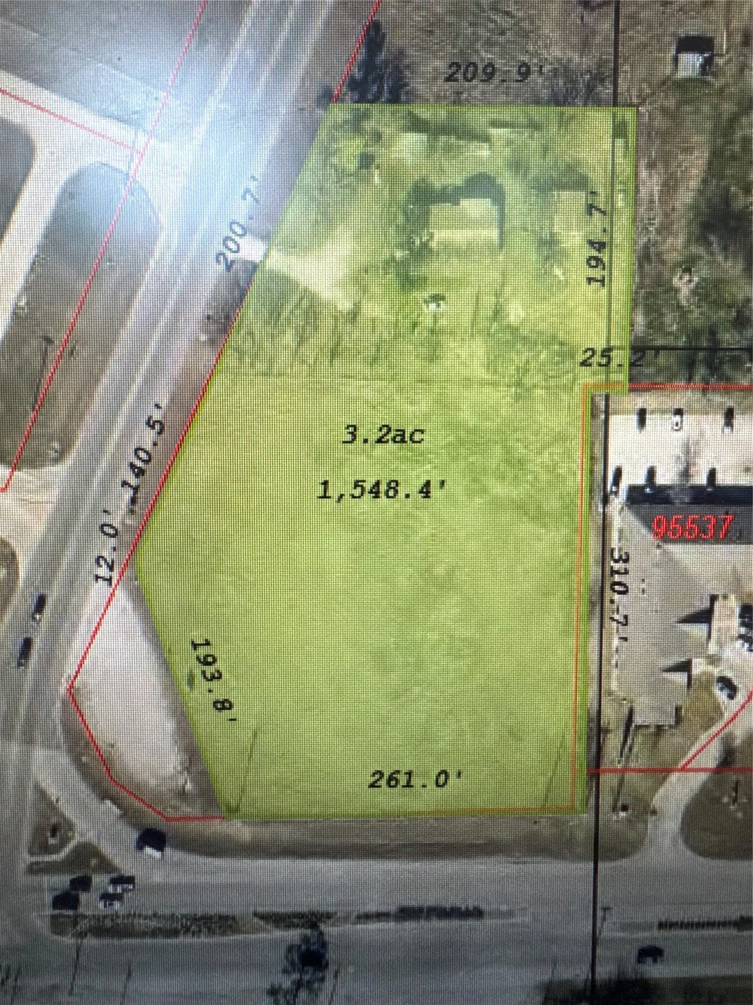 Survey Plat. Indicating property dimensions, acreage, and boundary lines