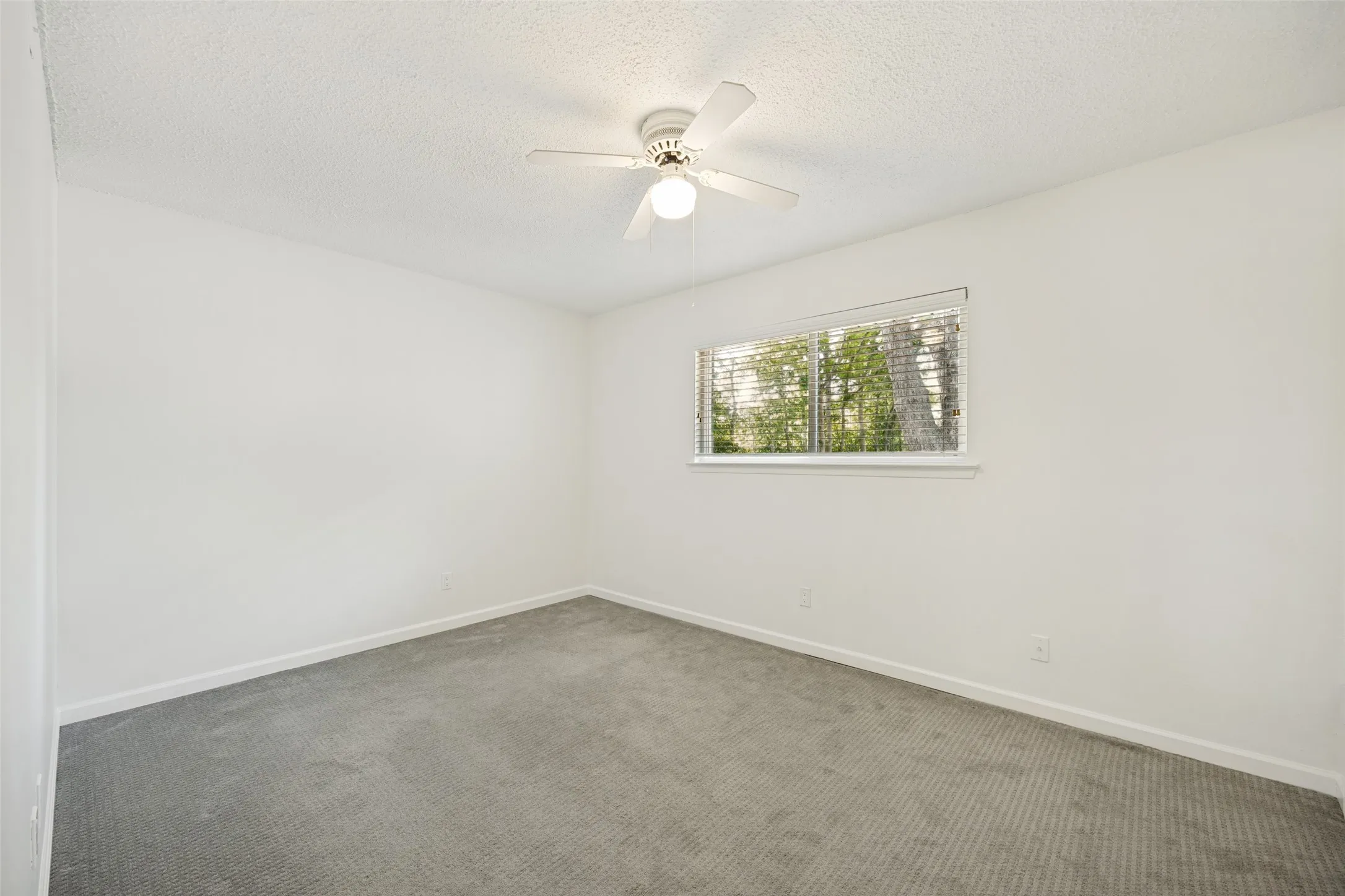 Room with light gray carpet flooring and white walls