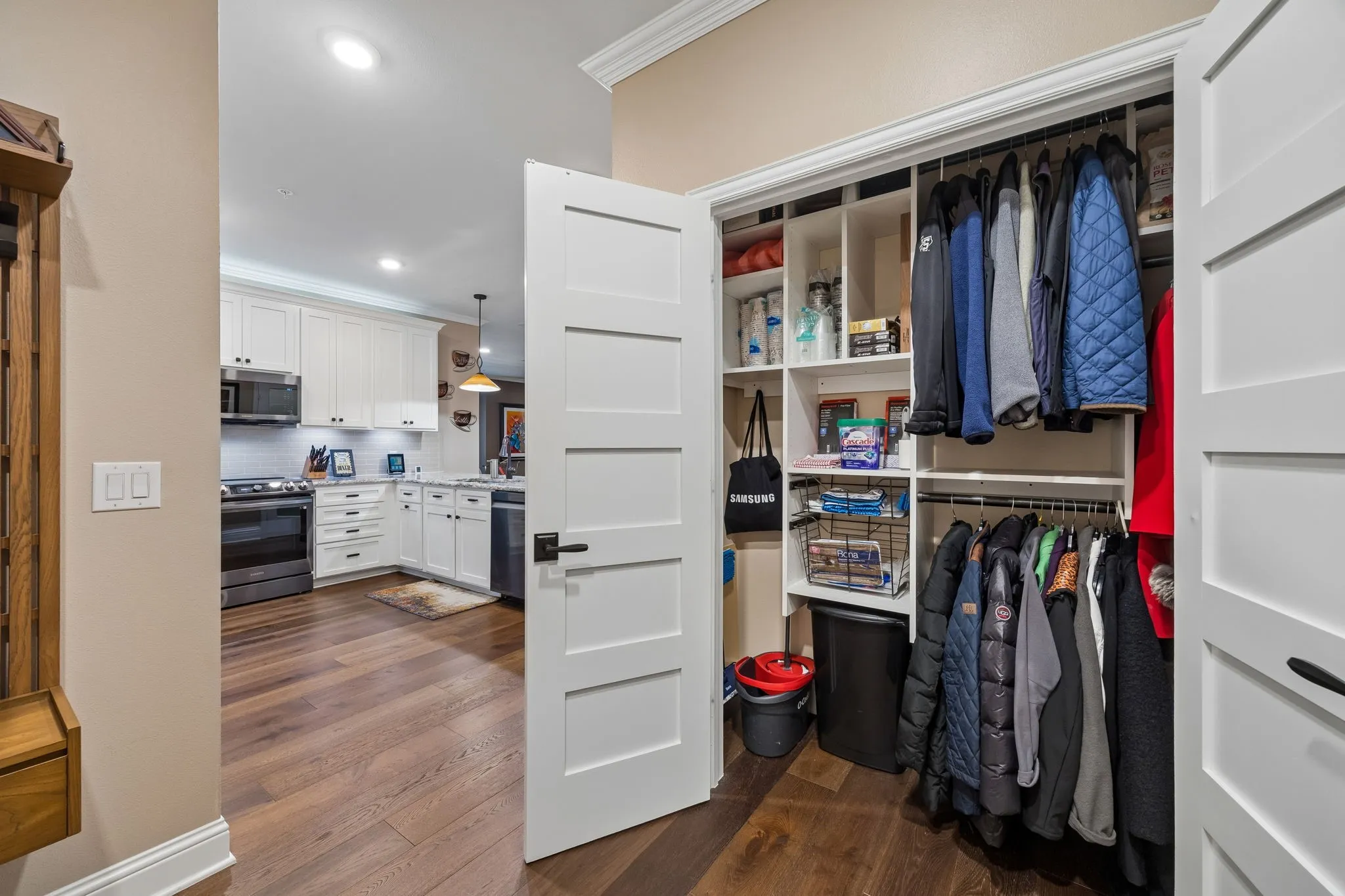 entry closet with built ins