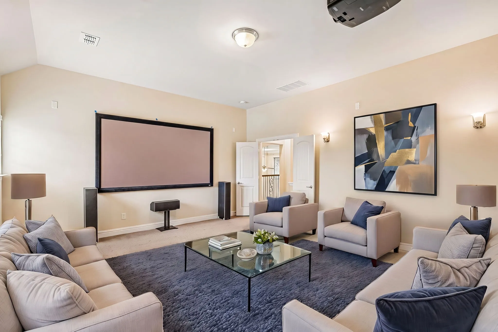 Media room - digitally staged - second floor