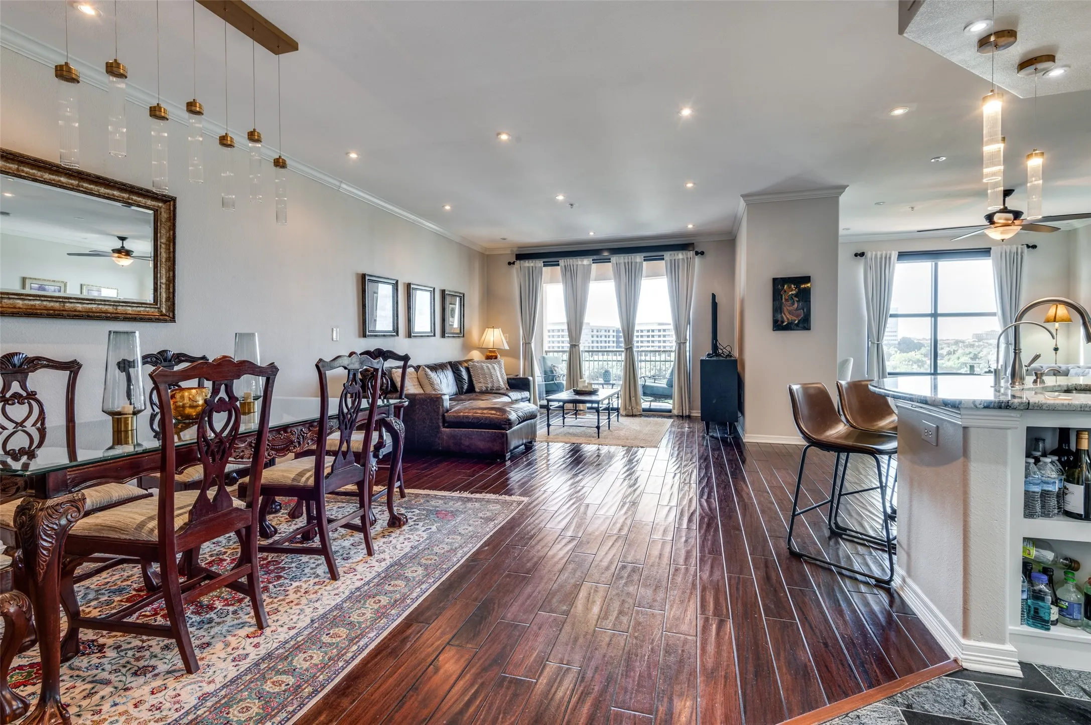 View of dining room and living room with adjacent 2nd living area