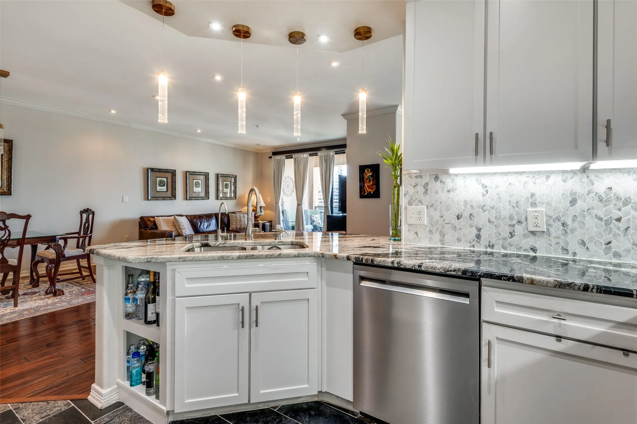 Stainless appliances in designer kitchen
