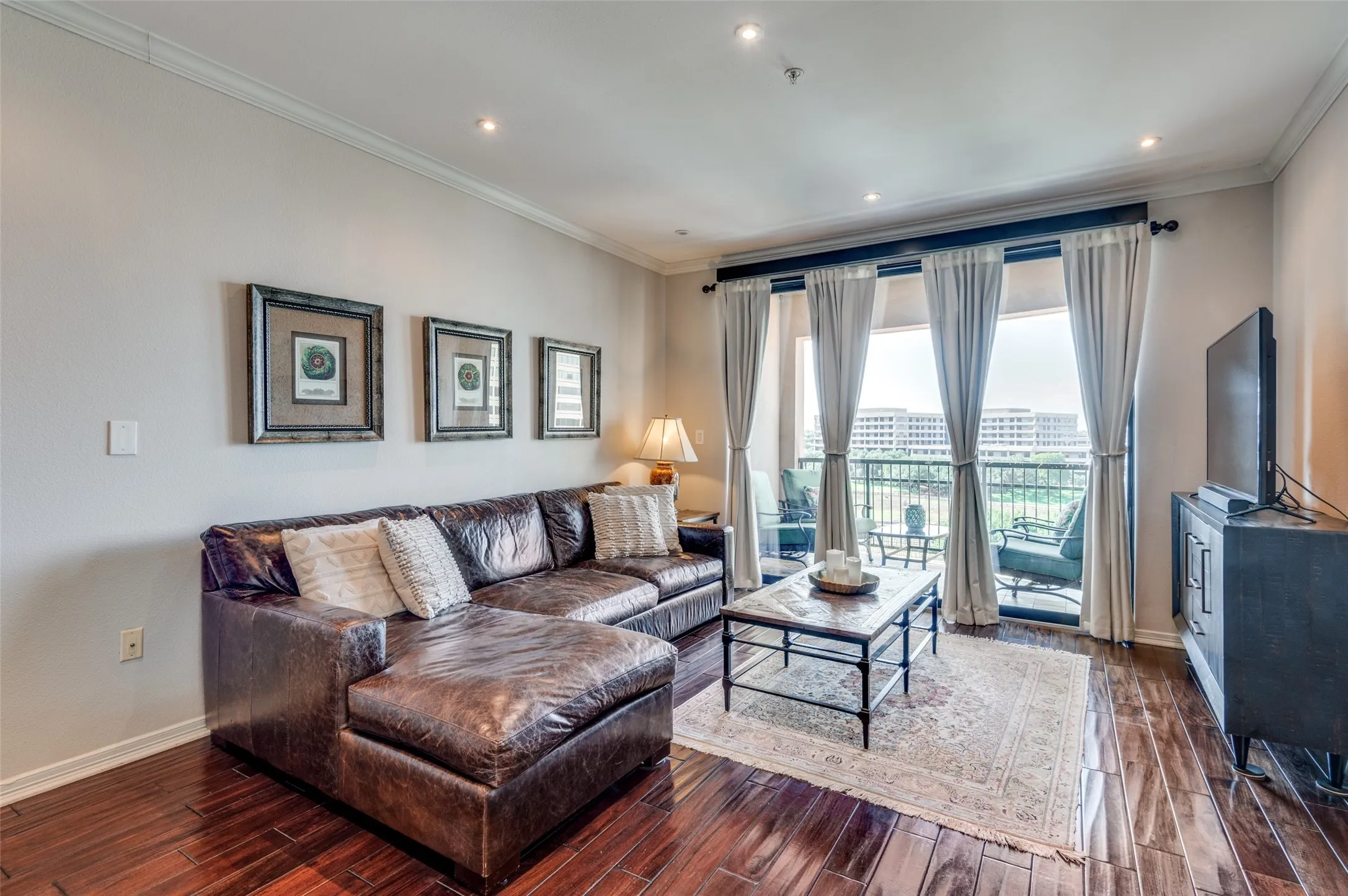 Gleaming engineered wood flooring complemented by an abundance of natural light