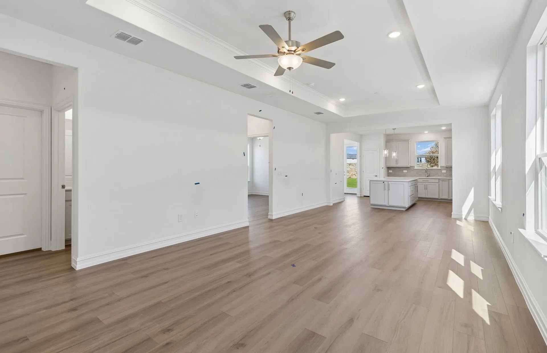 View of kitchen from living room