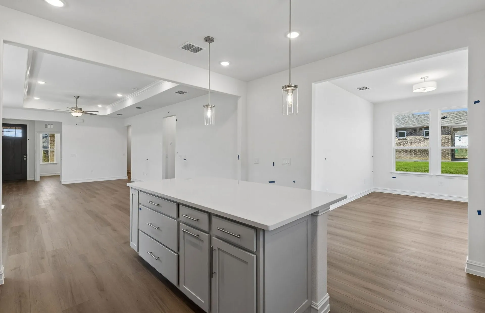 Pendent lighting in kitchen
