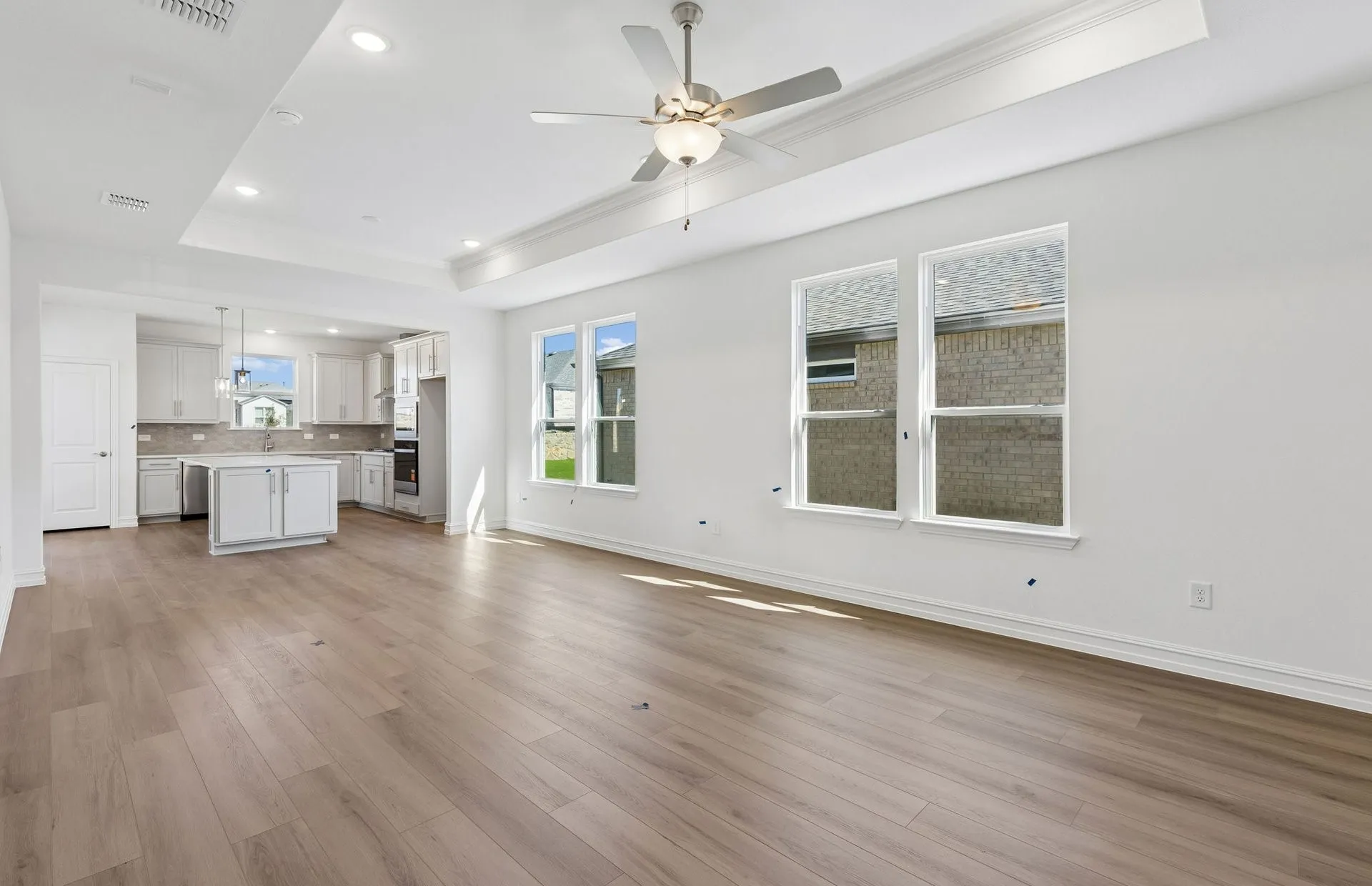 Tray ceiling in living room
