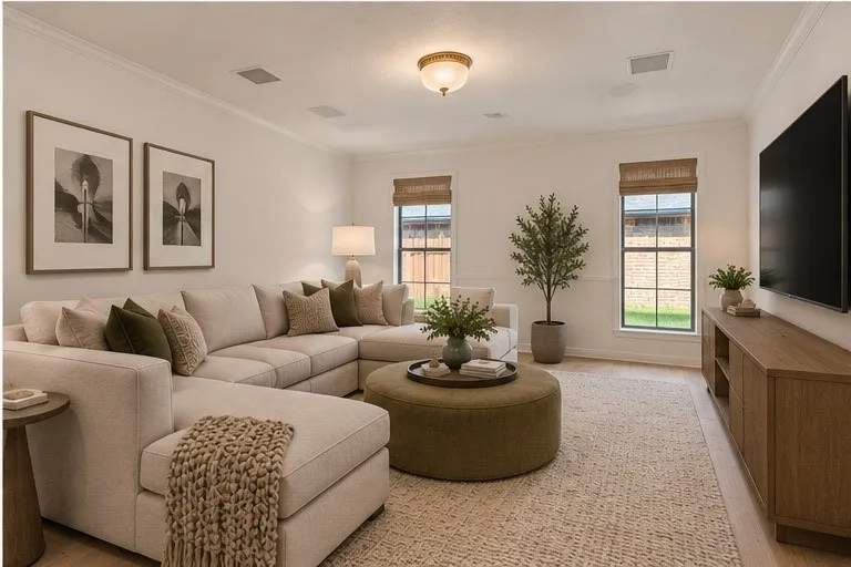 Virtually staged Secondary living area/media room