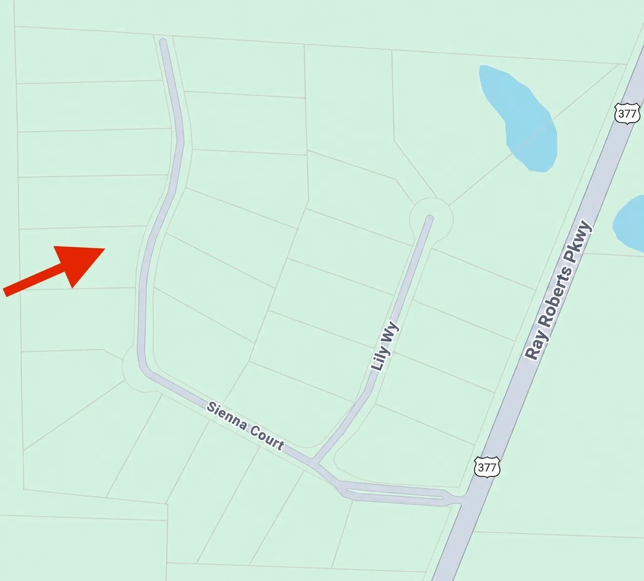 Plat Map. Illustrating location of lot 9 Block A on Sienna Court