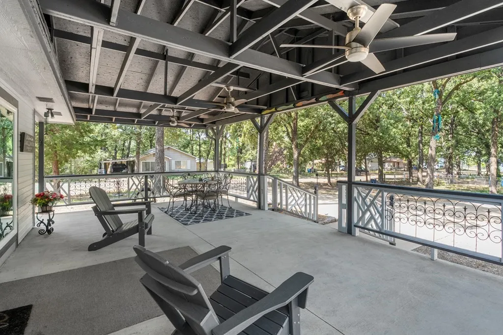 Lake view covered side porch