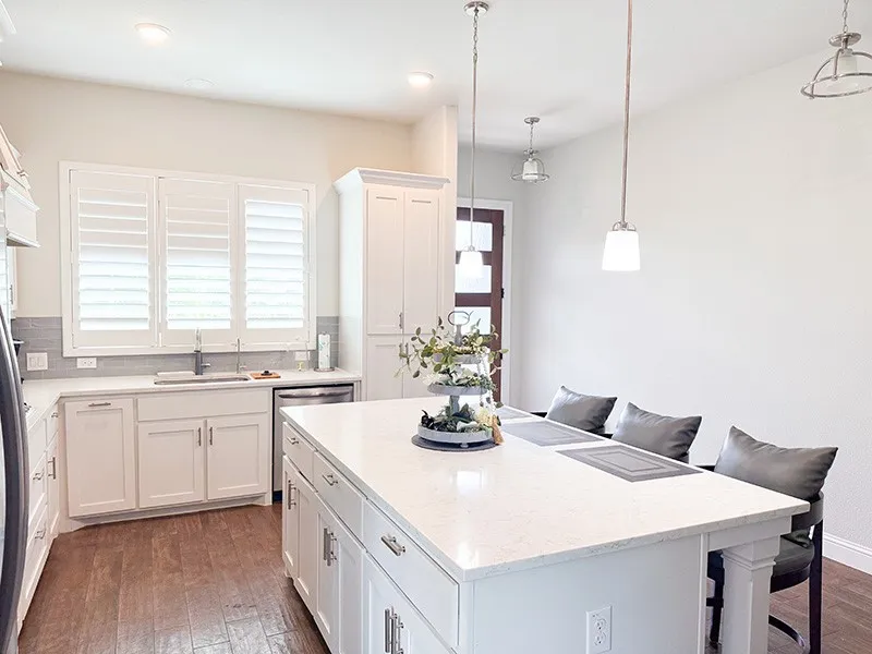 Large kitchen and dining area, just beyond the front door