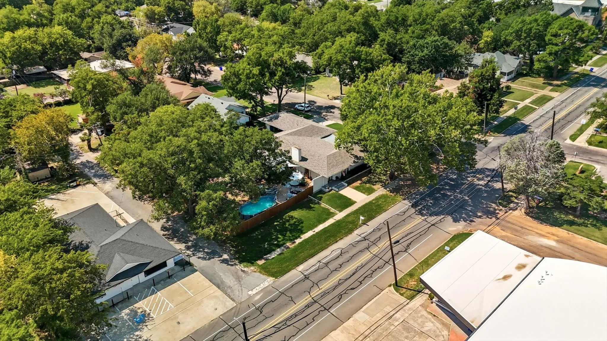 Aerial view of residential area