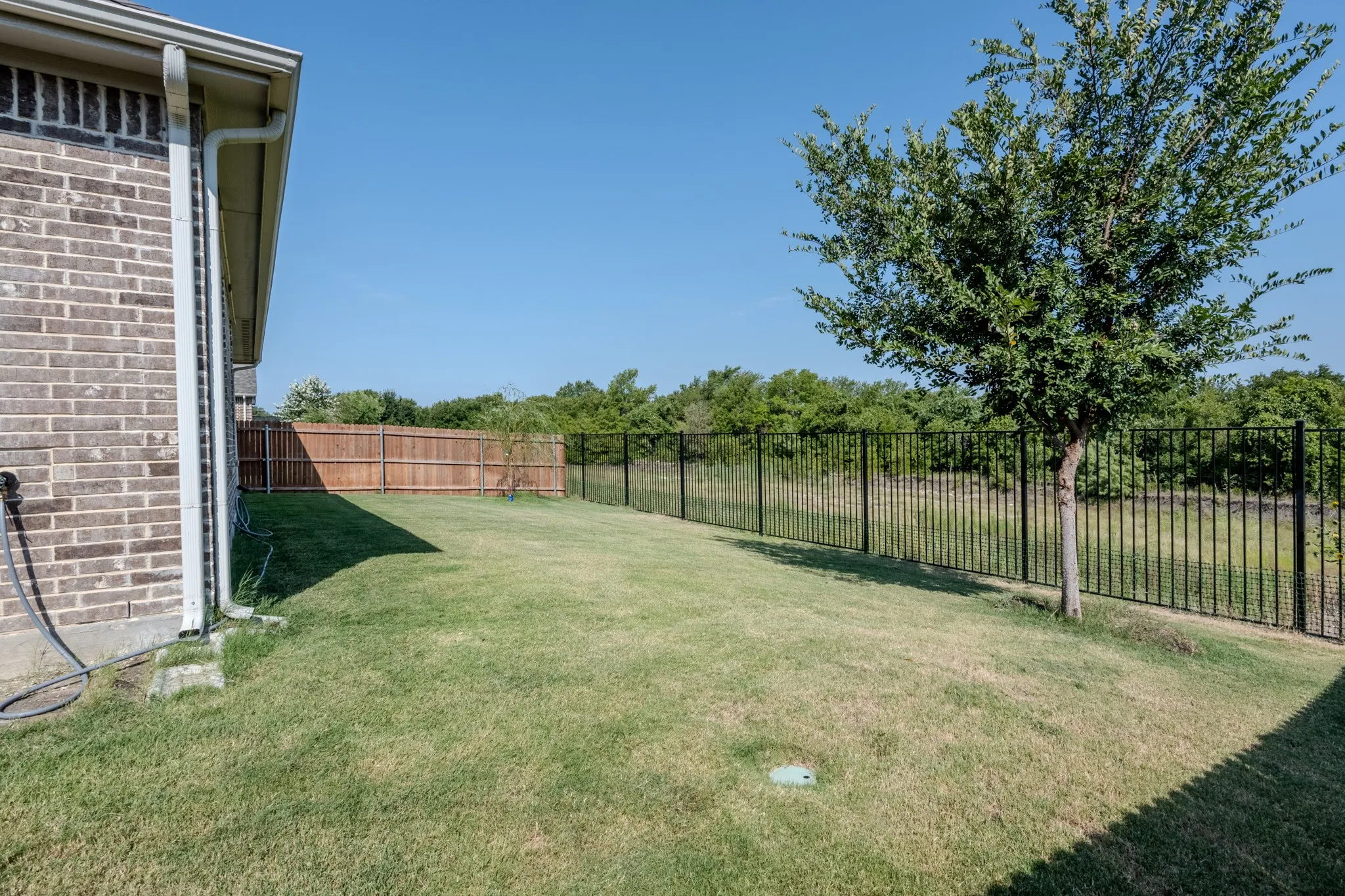 Spacious fenced backyard with plenty of room to enjoy the outdoors and the added benefit of no rear neighbors.