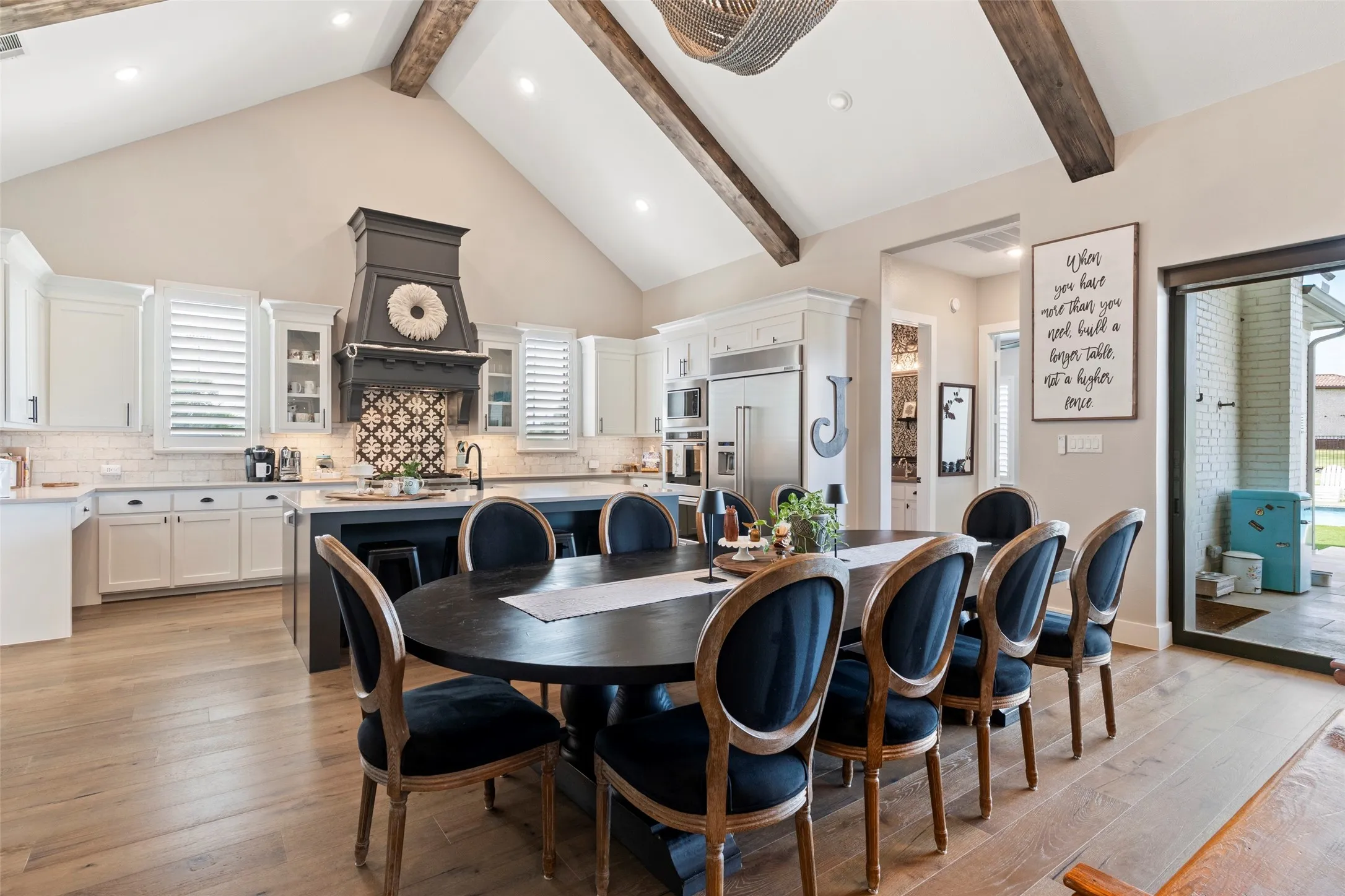 There's still room for a larger table to maximize seating while entertaining.