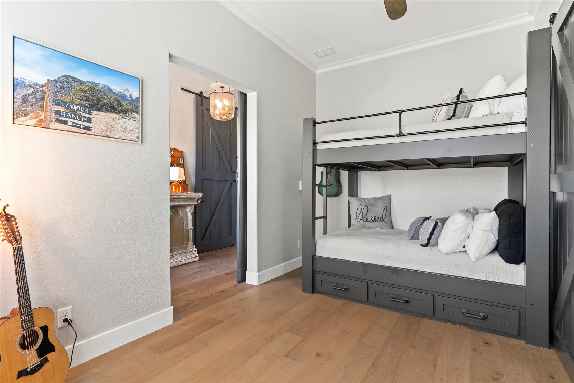 Bedroom #2 is located just right of the front door.