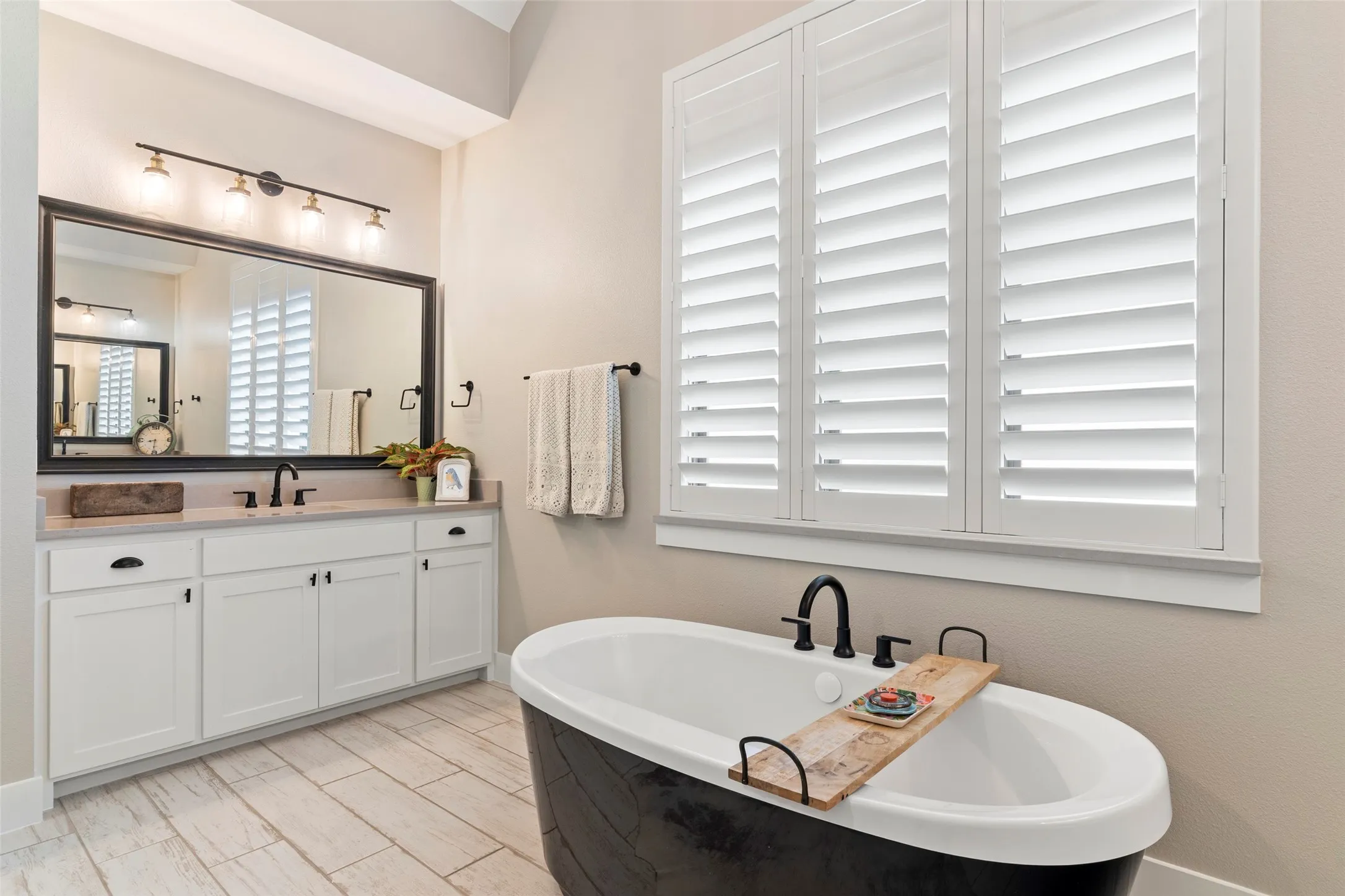 Separate "his and hers" vanities.