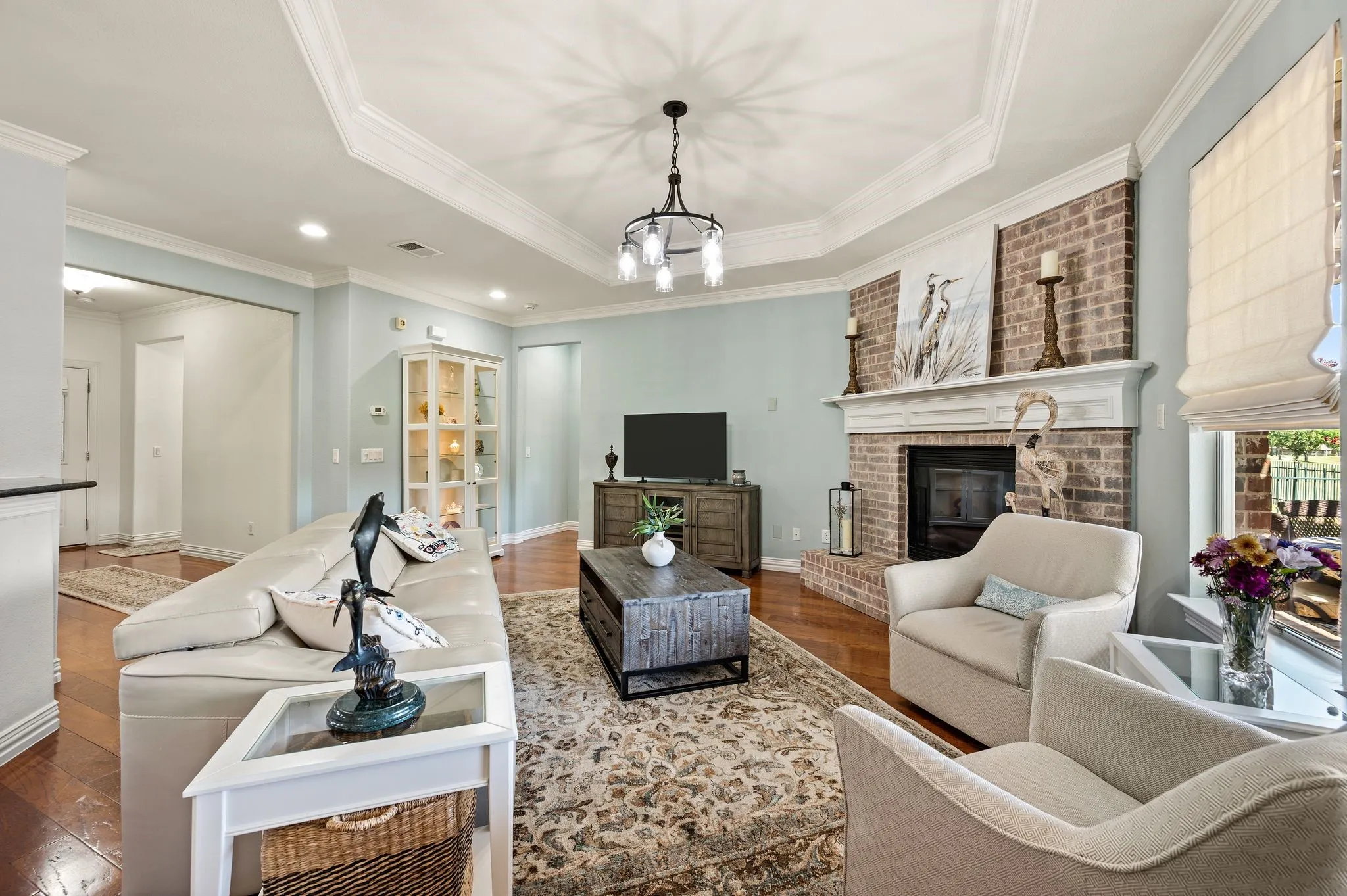 Open Living Room with Gas Fireplace