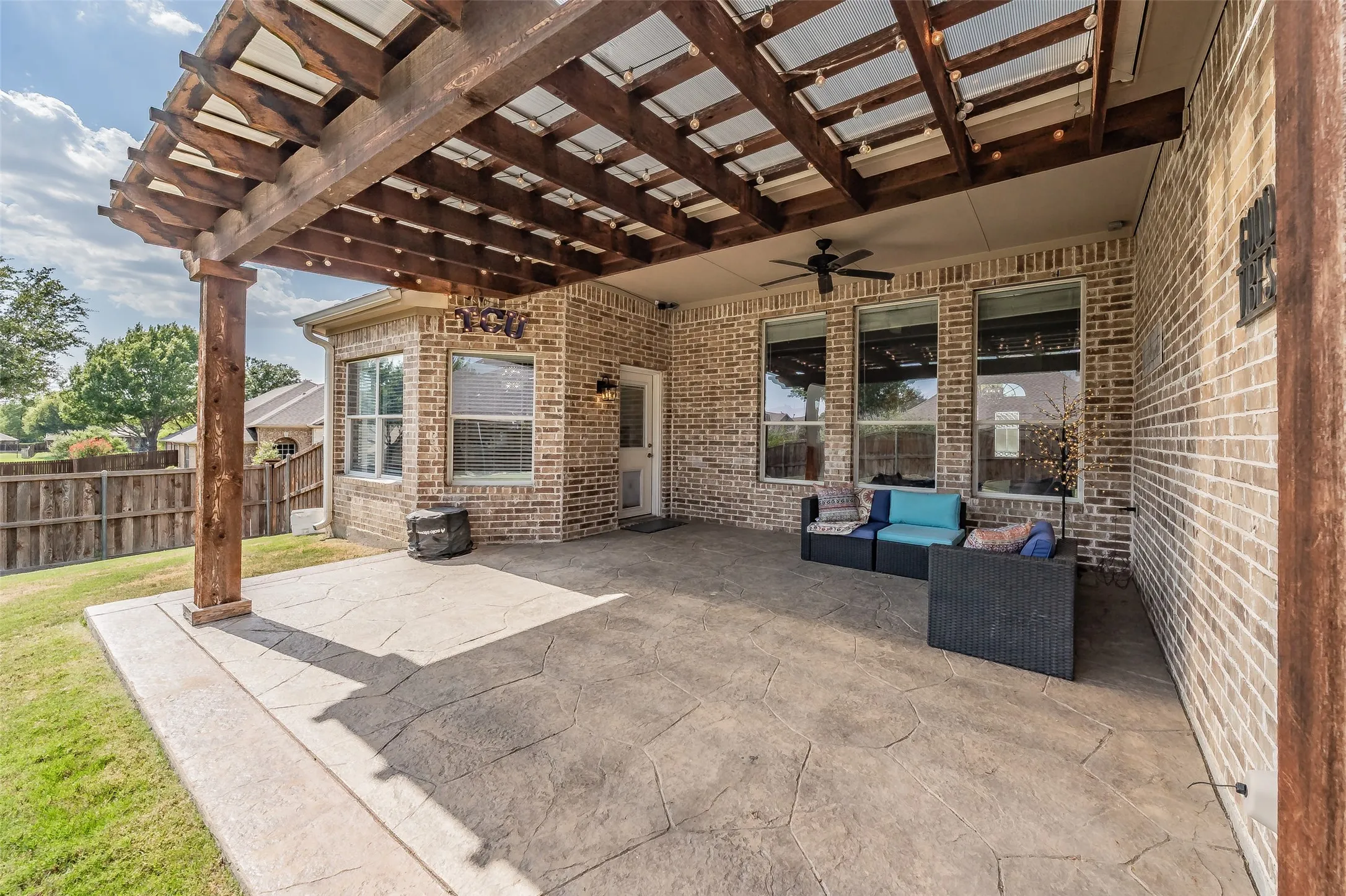 Extended patio with extended covered pergola
