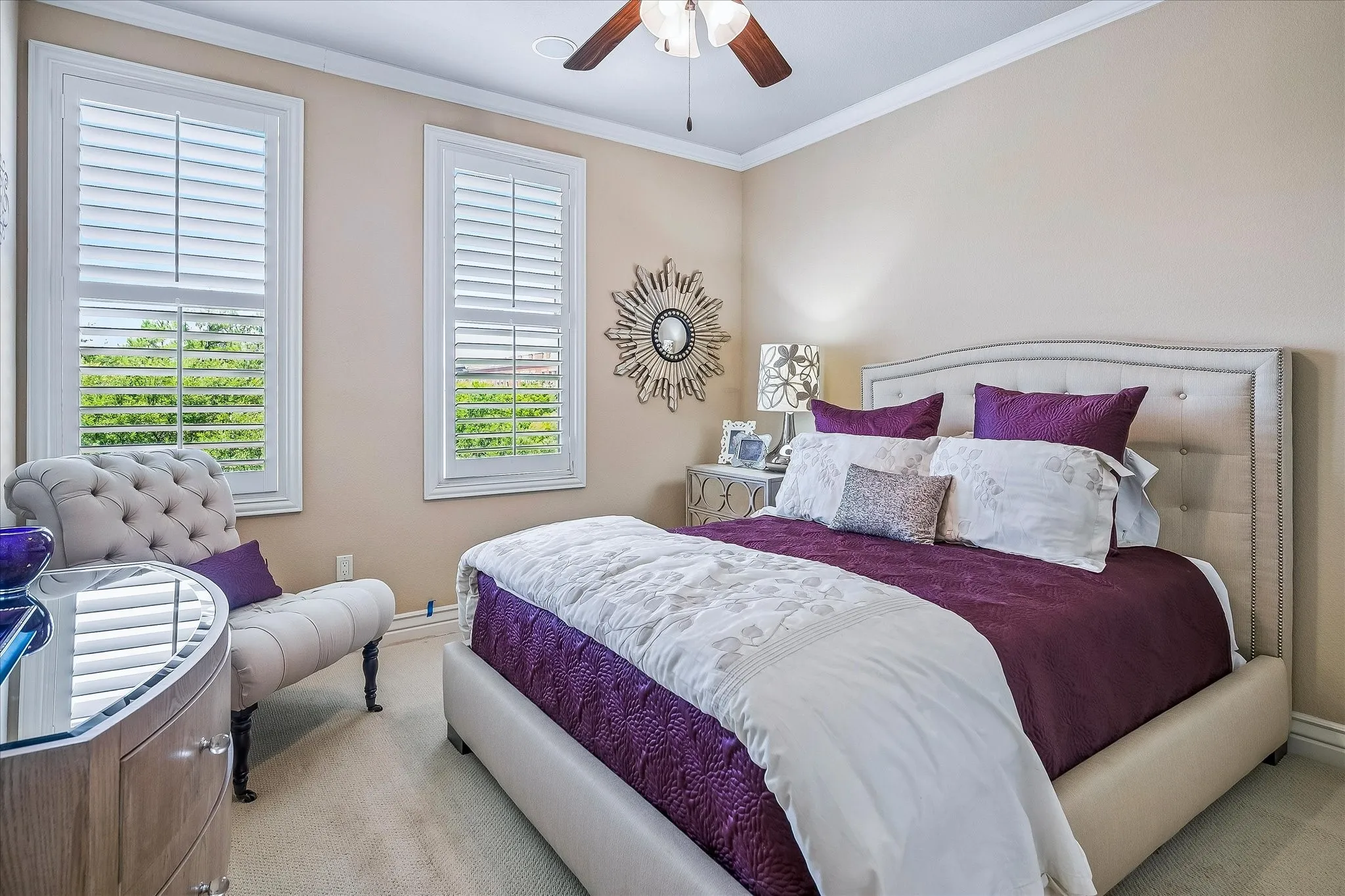 One of the 2 bedrooms on the 3rd floor, large closet, windows overlook the park.