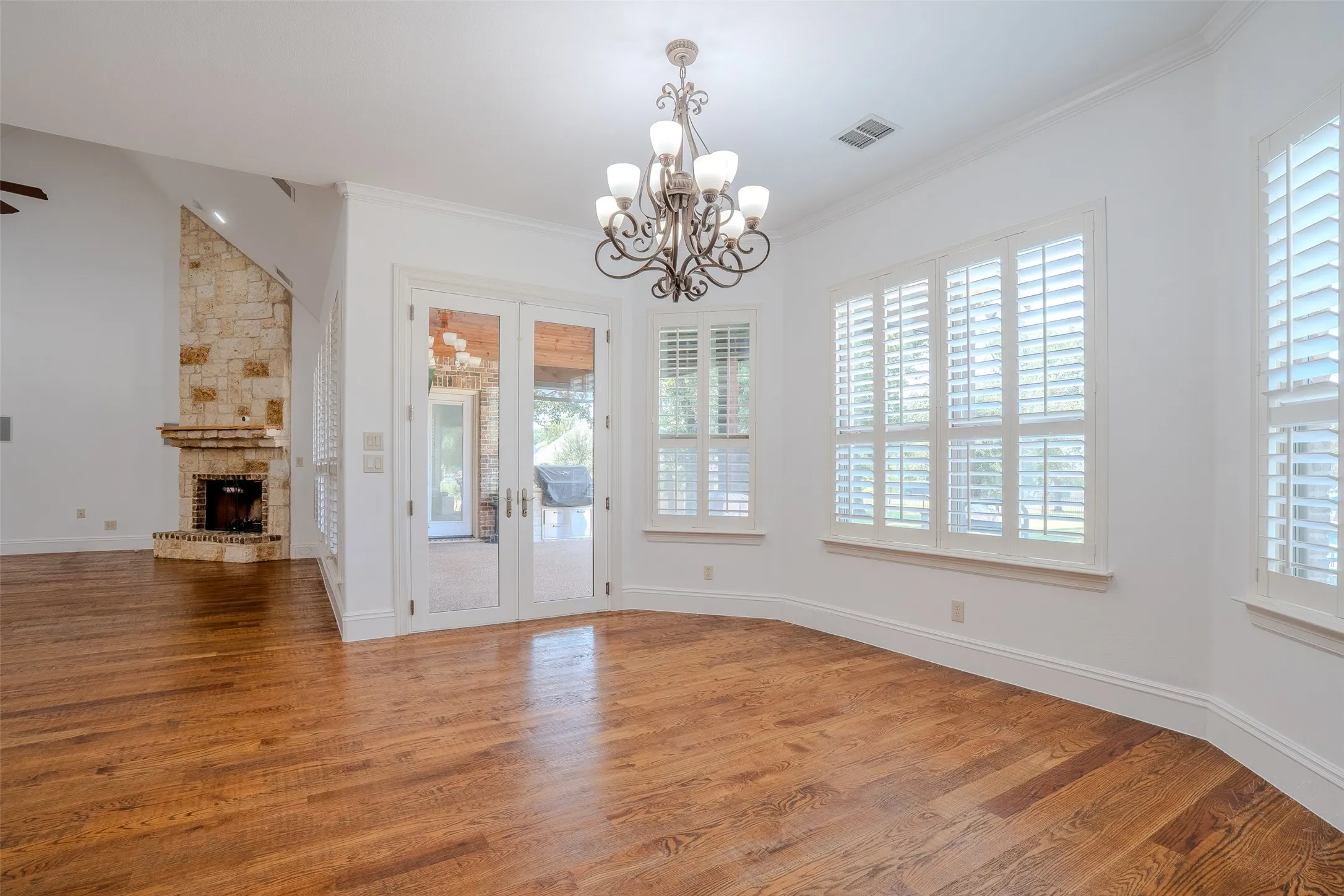 French doors that open to large covered patio