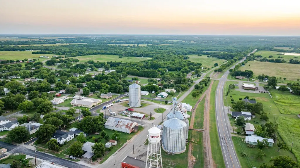 Aerial perspective showcasing the Town of Windom