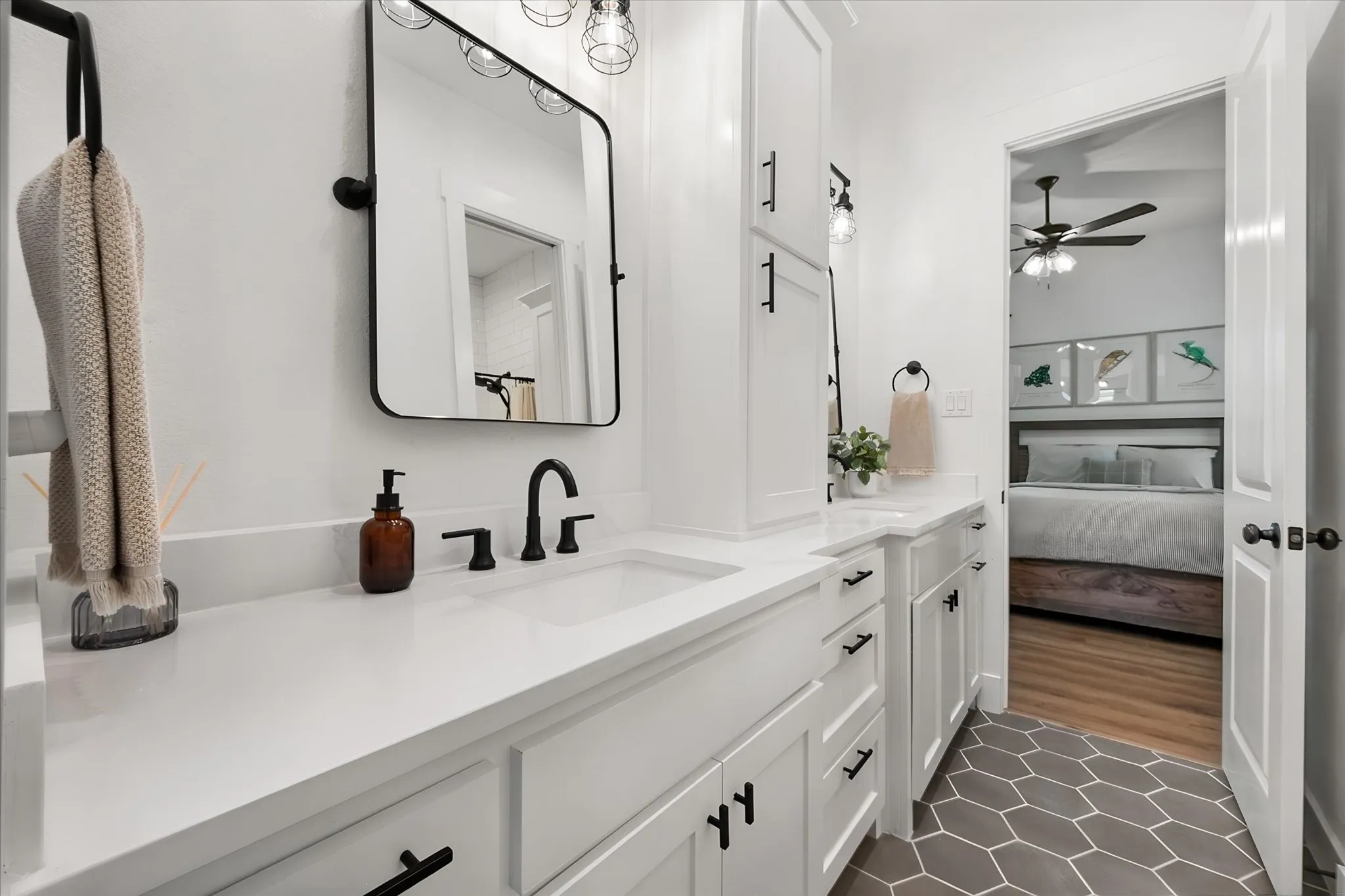 Jack and Jill Bathroom that adjoins the two secondary bedrooms downstairs