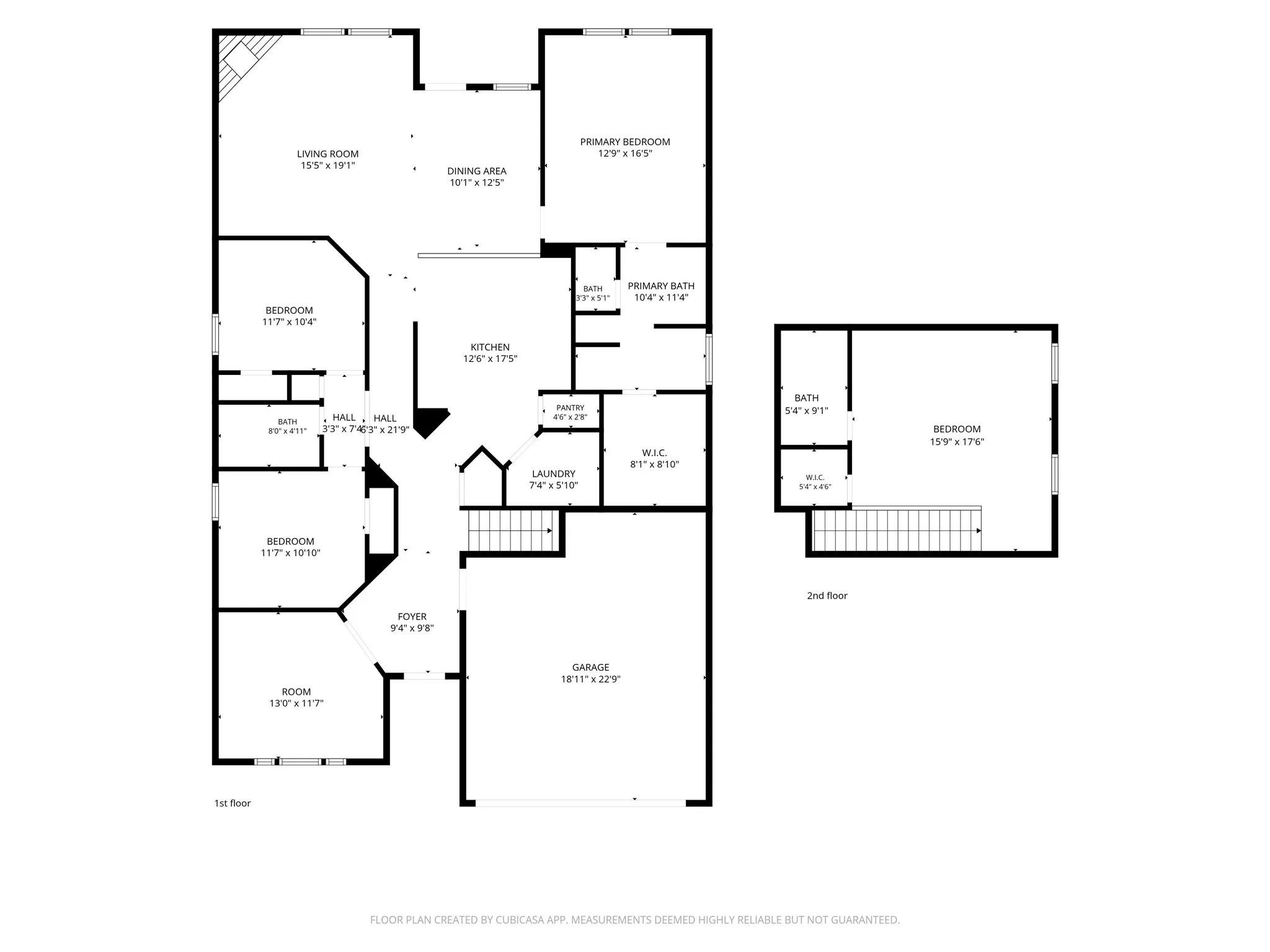 Floor plan with approximate room measurements