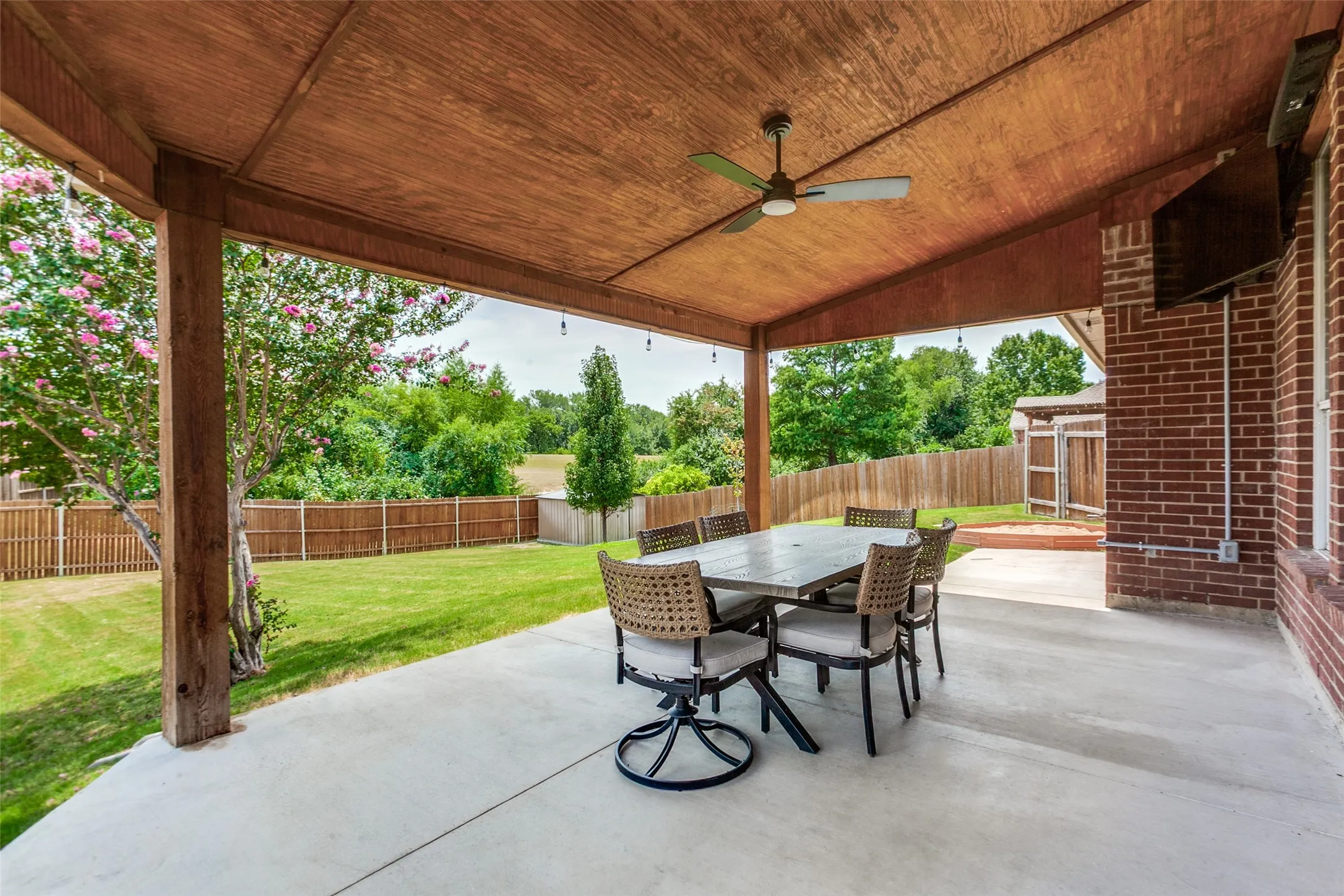 Custom built covered patio with electricity built in 2025