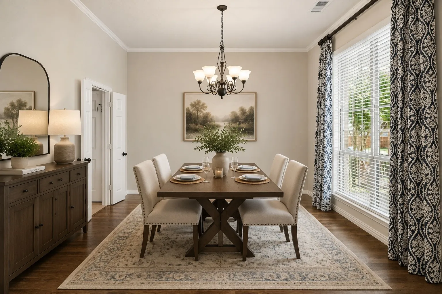 Virtually staged formal dining room