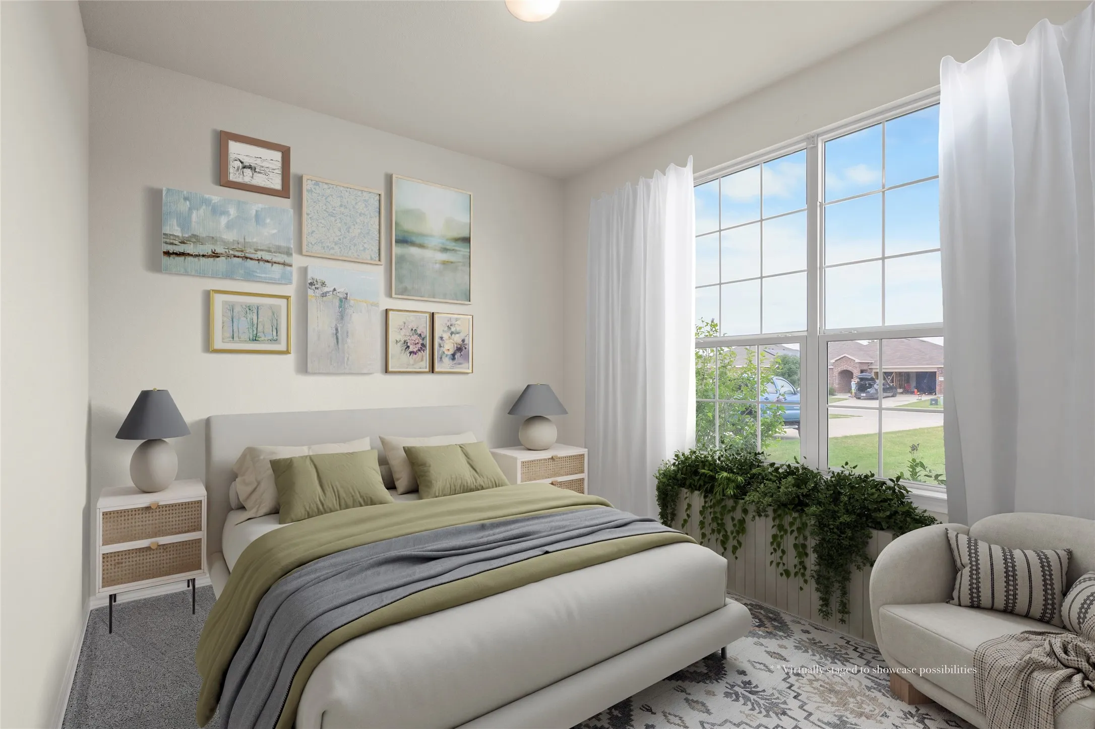 Bedroom 2 downstairs. Virtually staged to showcase possibilities.