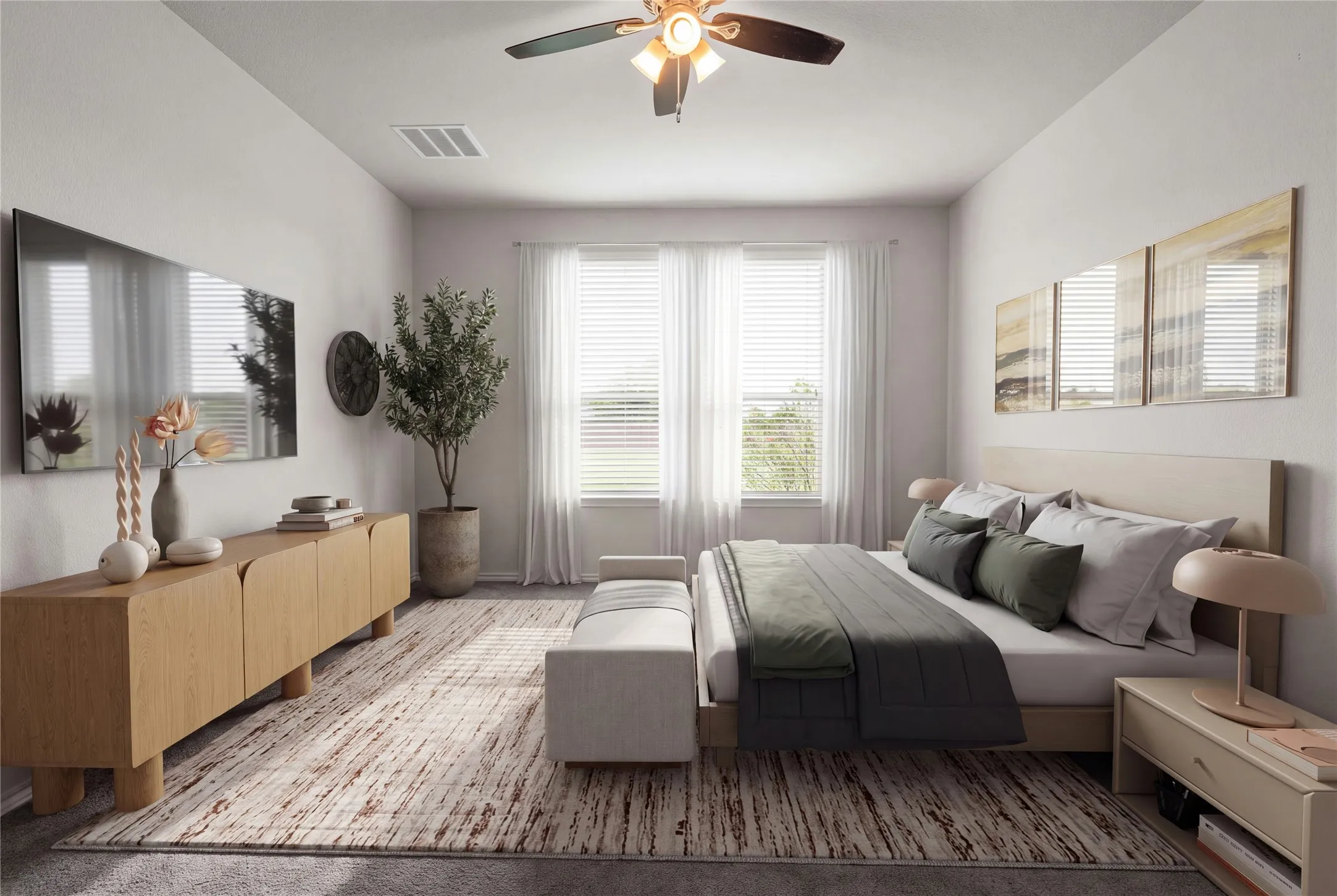 Primary Bedroom downstairs. Virtually staged to showcase possibilities.