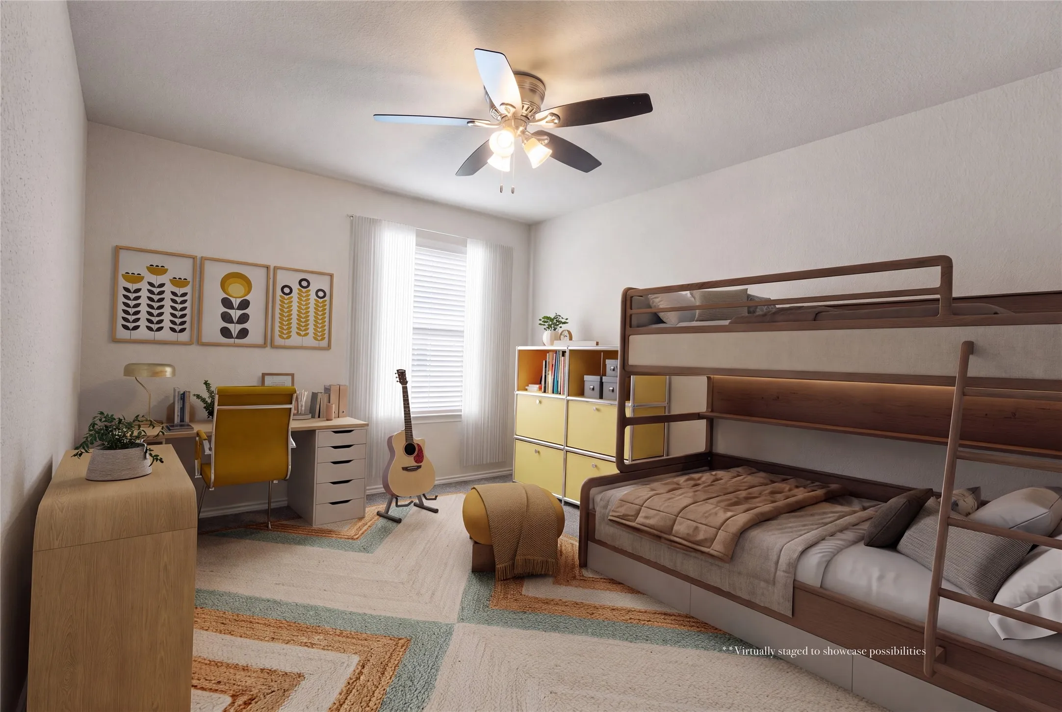 Bedroom 3 upstairs. Virtually staged to showcase possibilities.