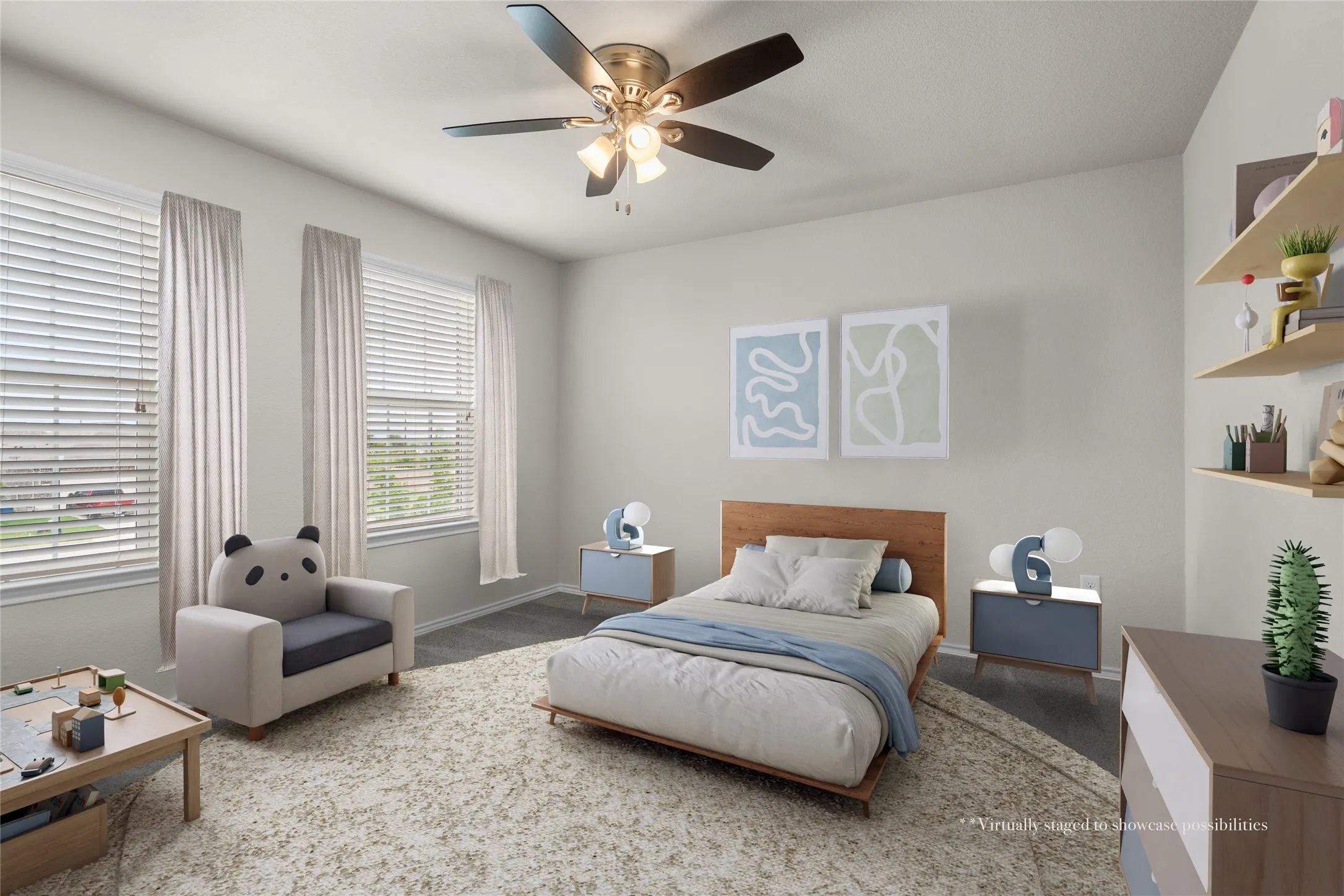 Bedroom 5 upstairs. Virtually staged to showcase possibilities.