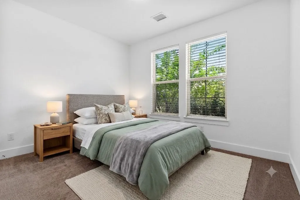 AI Generated Guest Bedroom; Split floorplan