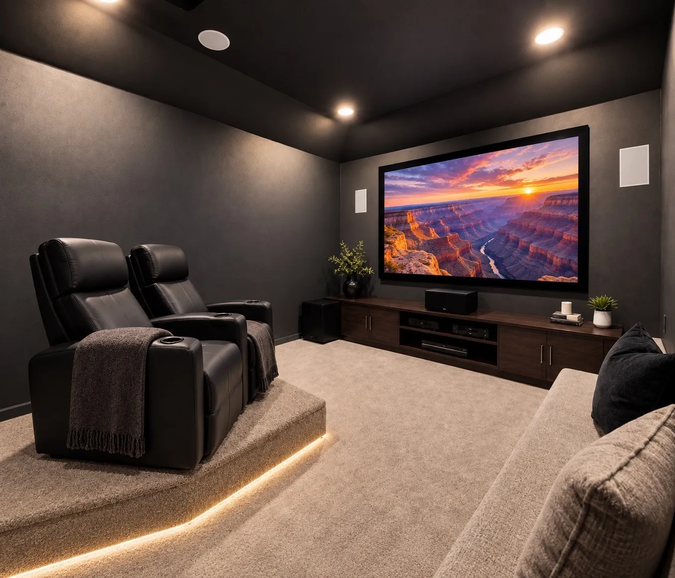 Experience the full media room and theater.  Seating is virtually staged. (equipment conveys with the home)