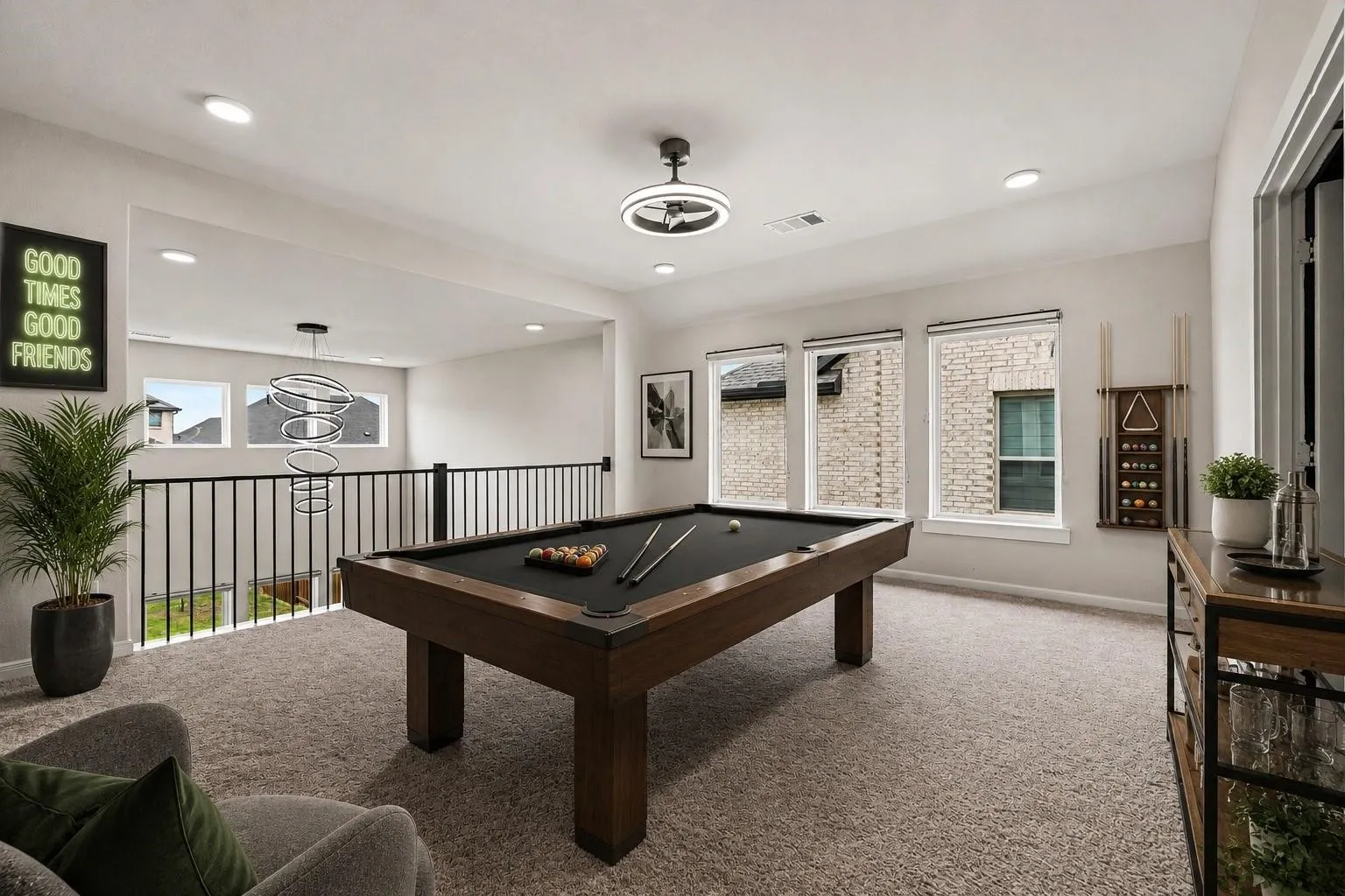 Virtually staged game room