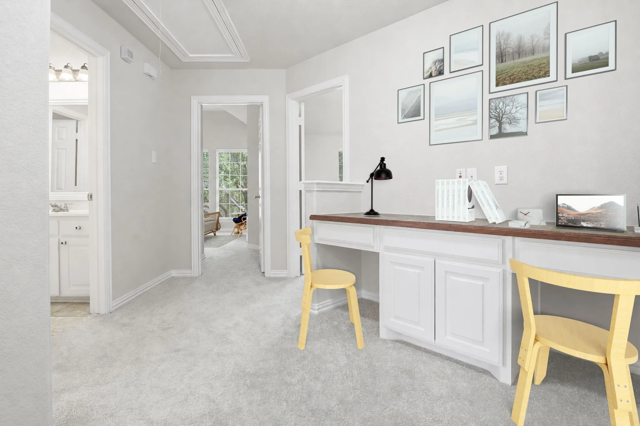 Upstairs Hall Dual Desk Which Has Been Virtually Staged.