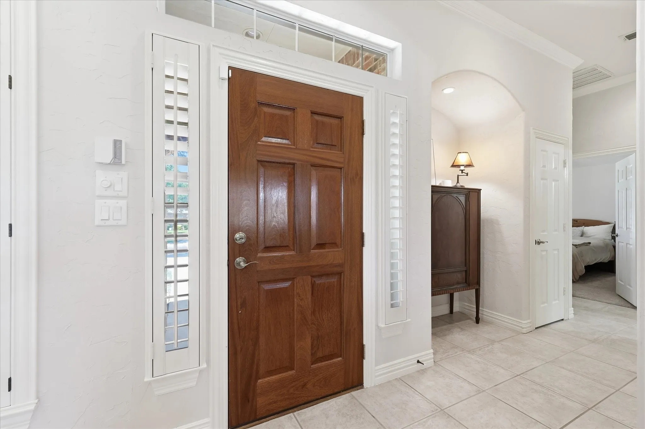 On entry, beautiful tiled floors .