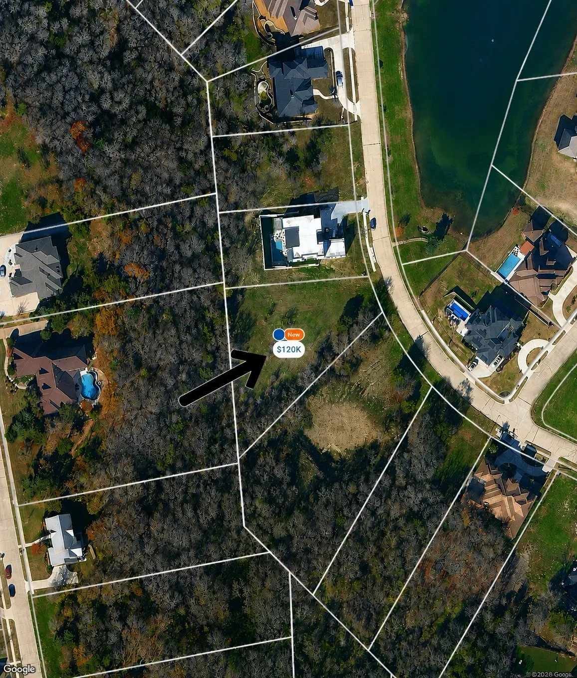 Aerial Map. Illustrating property boundaries and a specific parcel with a listed value