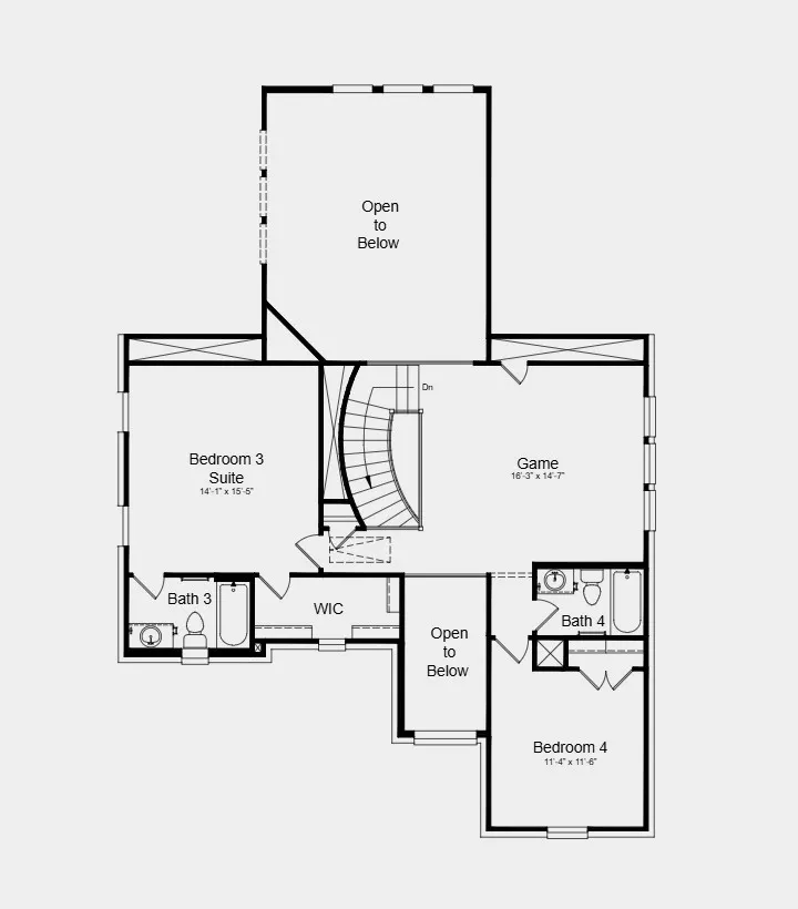 Second Floor Plan - Additional Highlights Include: 12' pop-up ceiling at primary suite, slide-in tub at primary bath, tiled floor at primary shower, brick front porch, and whole house blinds