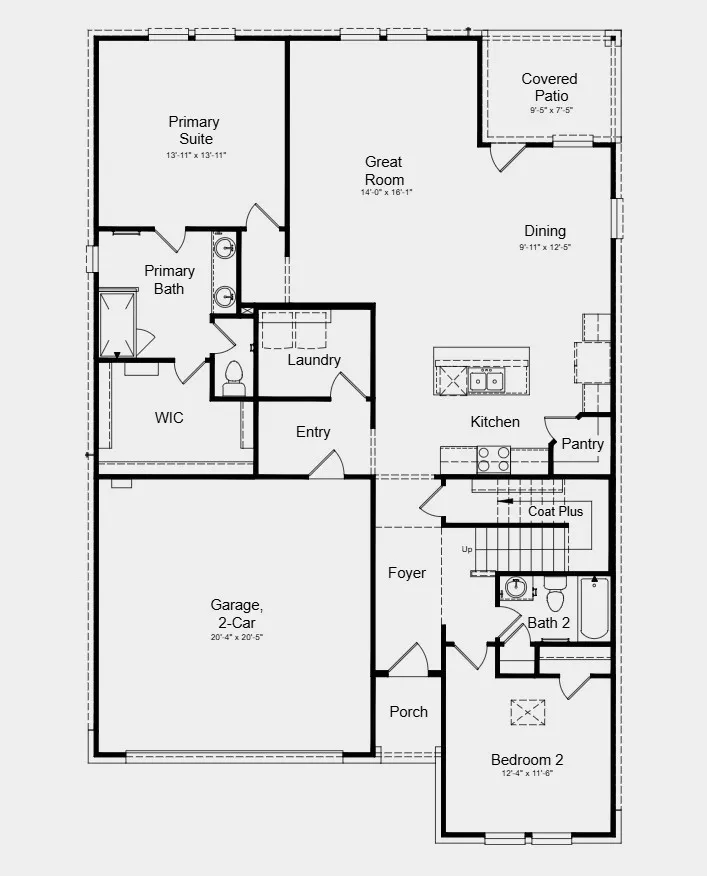 First Floor Plan - Additional Highlights Include: GE laundry package, refrigerator, and whole house blinds